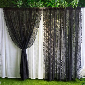 Vorhang 2 Stück transparente Vorhänge aus Spitze mit Blumenstickerei, Truyuety, (2 St)