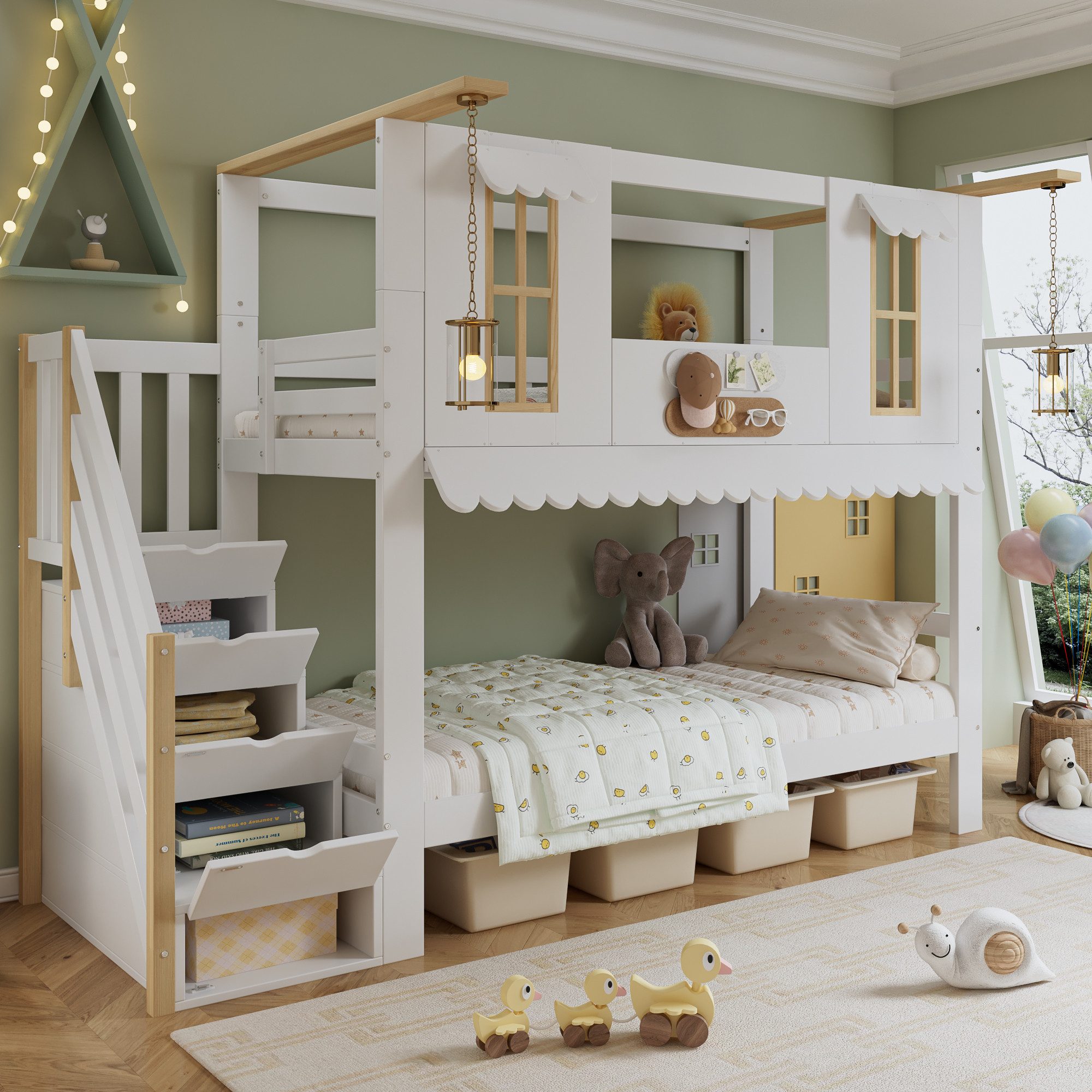 Merax Etagenbett (Kieferholz Hausbett Stockbett, 1-St), günstig online kaufen