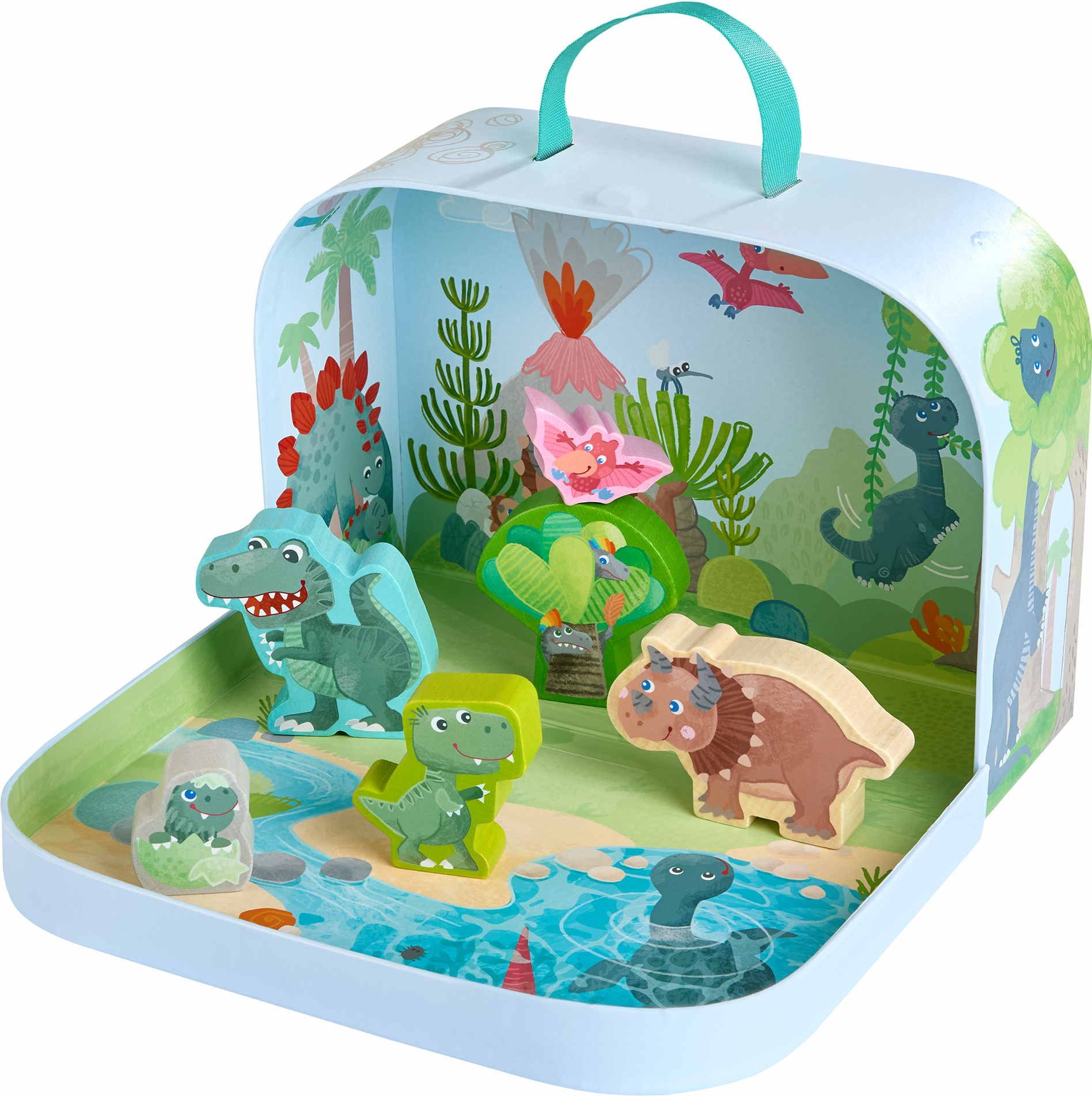 Haba Kleinkindwelt Spielwelten Spielwelt im Koffer Dinosaurier 2014170001 Spielbausteine