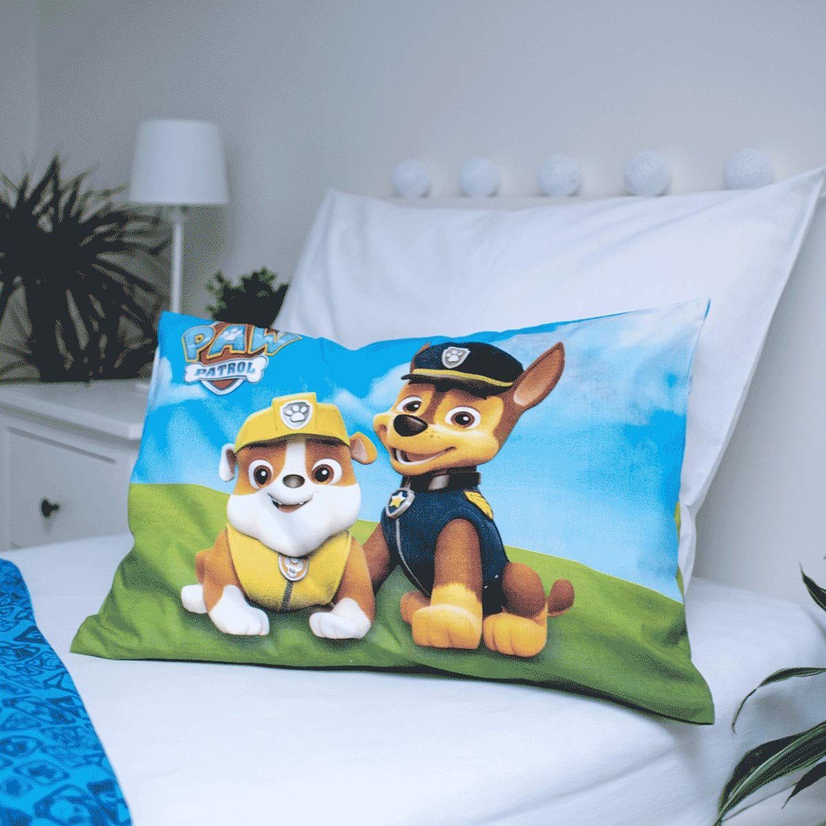 PAW PATROL Kinderbettwäsche Paw Patrol Kinderbettwäsche Chase 100 x 135 + 40 x 60 cm Baumwolle, Renforcé, 2 teilig, mit Reißverschluss – Bild 4 von 5