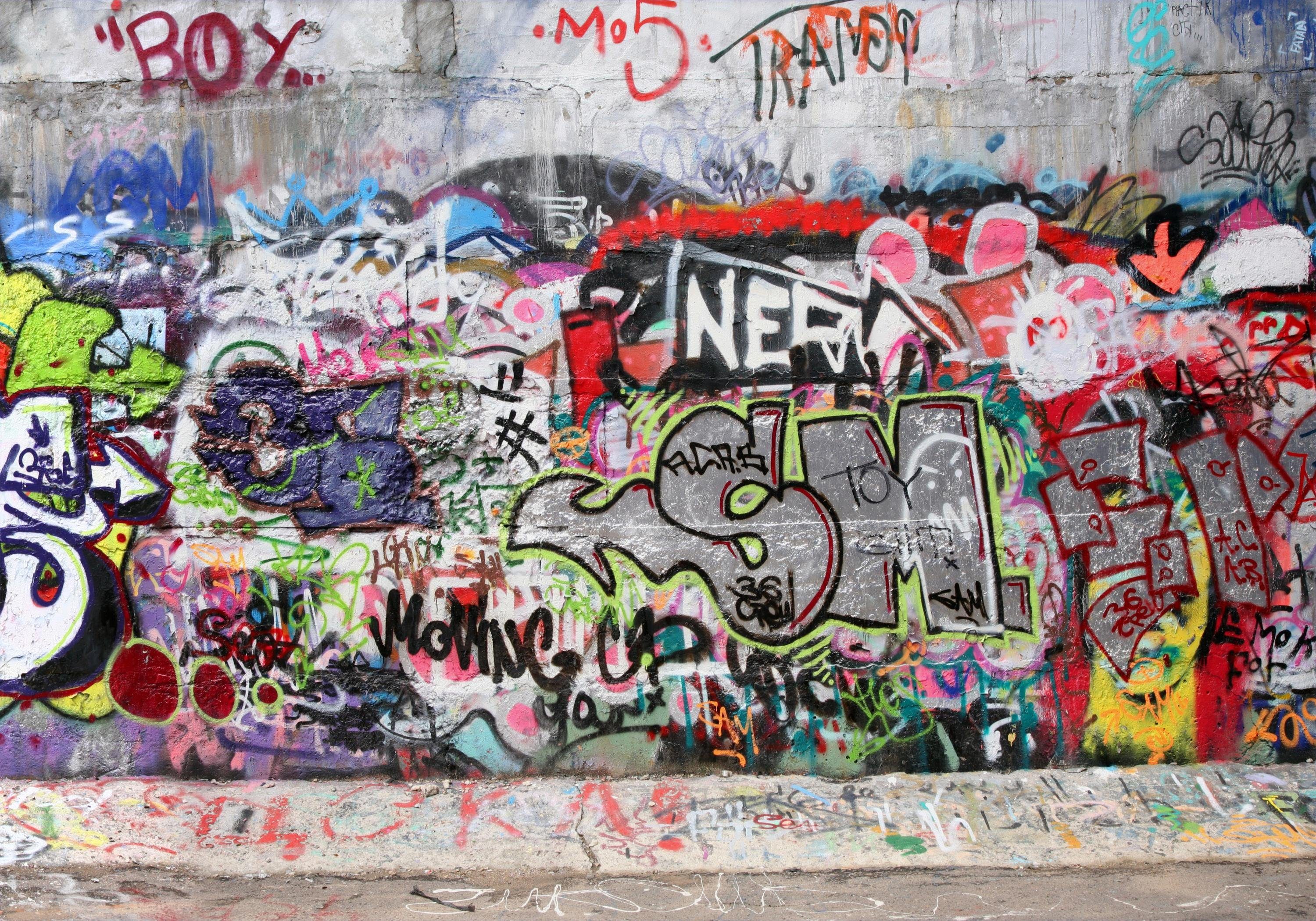 wandmotiv24 Fototapete Abstrakt Graffiti 3, strukturiert, Wandtapete, Motivtapete, matt, Vinyltapete, selbstklebend