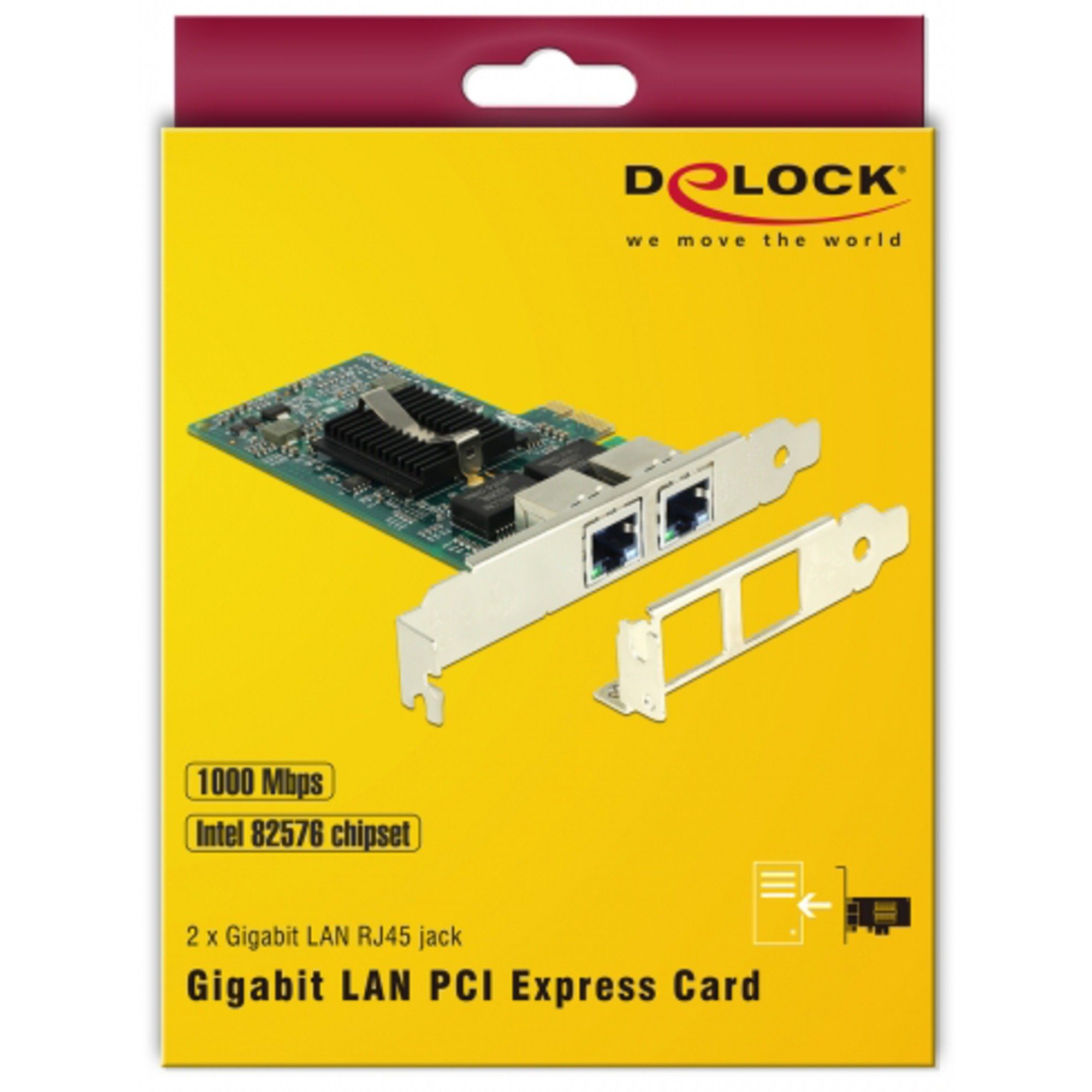 DeLOCK PCIe > 2 x Gigabit LAN, LAN-Adapter Netzwerk-Adapter