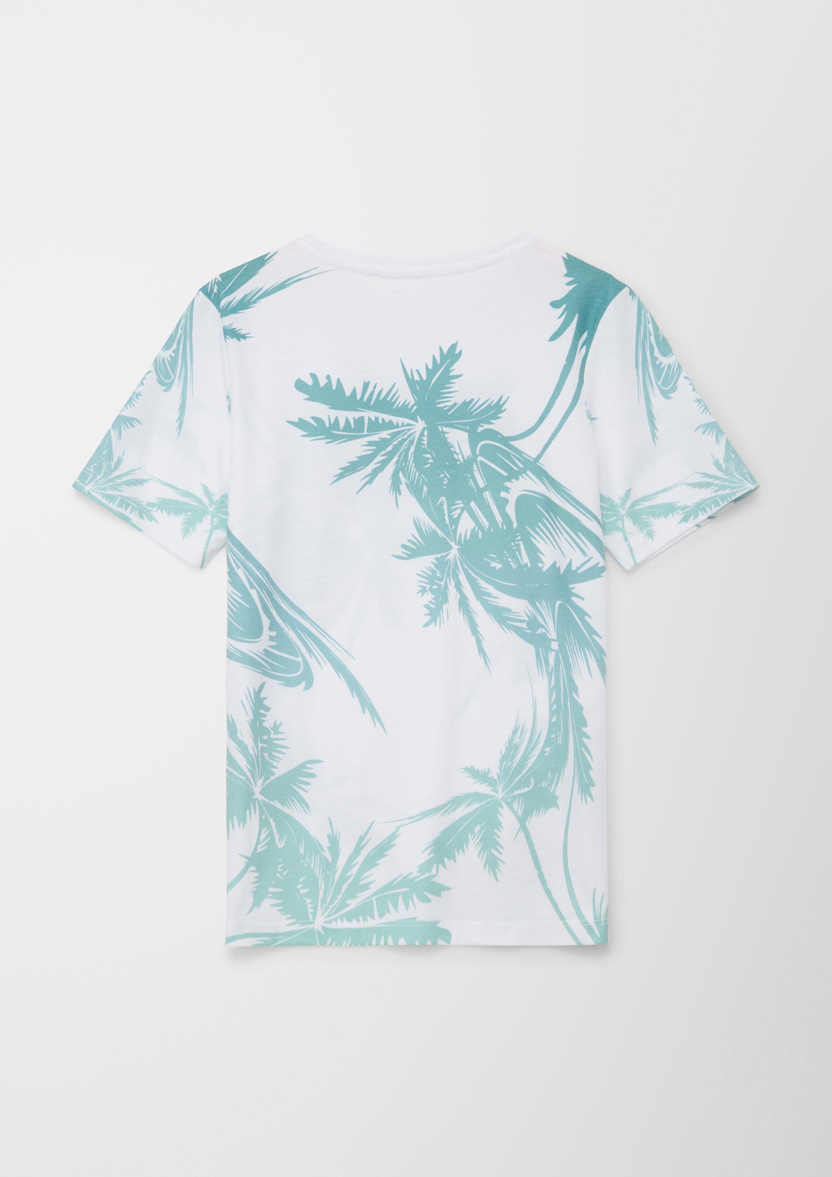 T-Shirt Kurzarmshirt s.Oliver Allover-Print mit weiß
