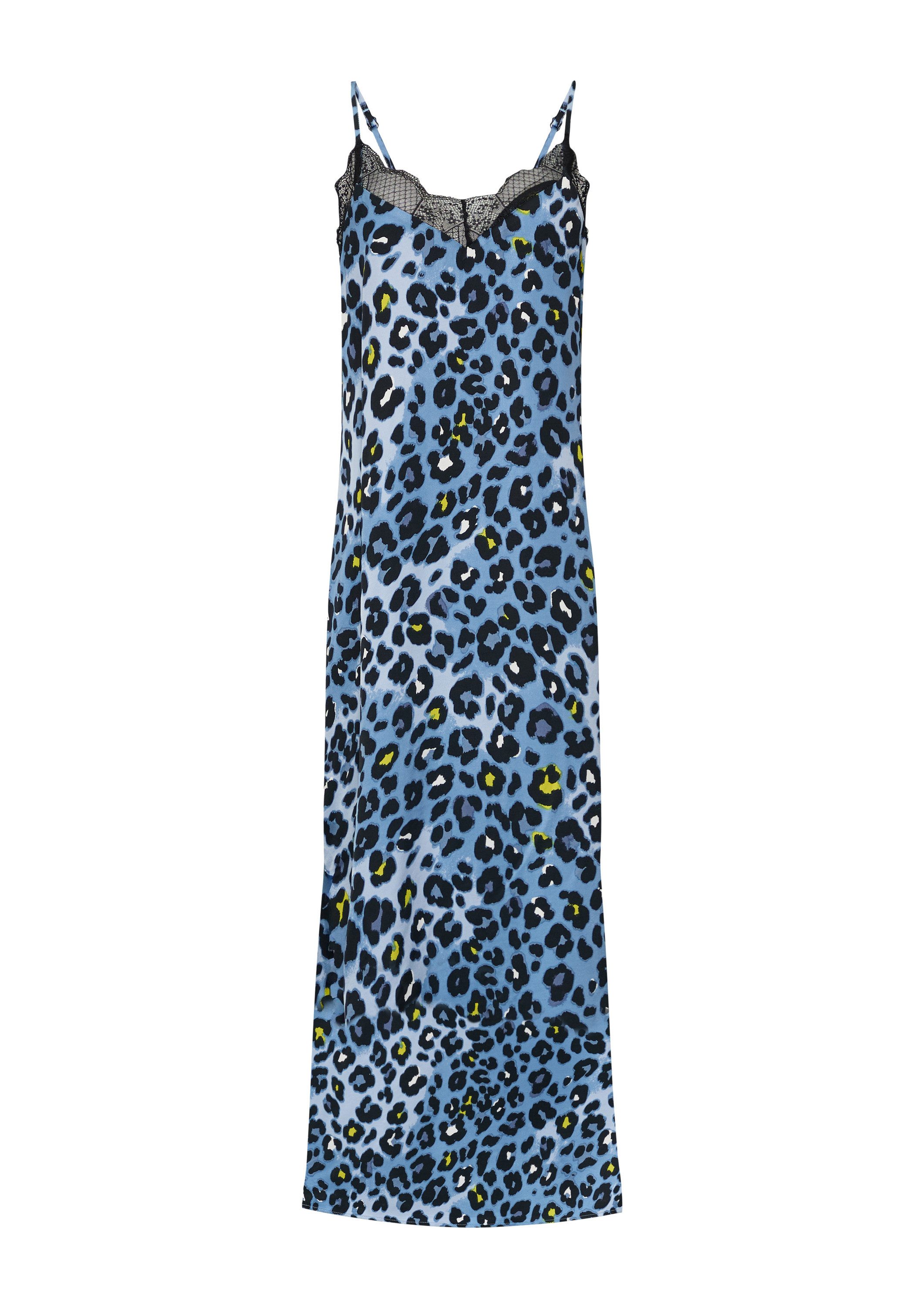 s.Oliver Maxikleid Kleid Spaghettiträger-Kleid aus Satin mit Leo-Muster