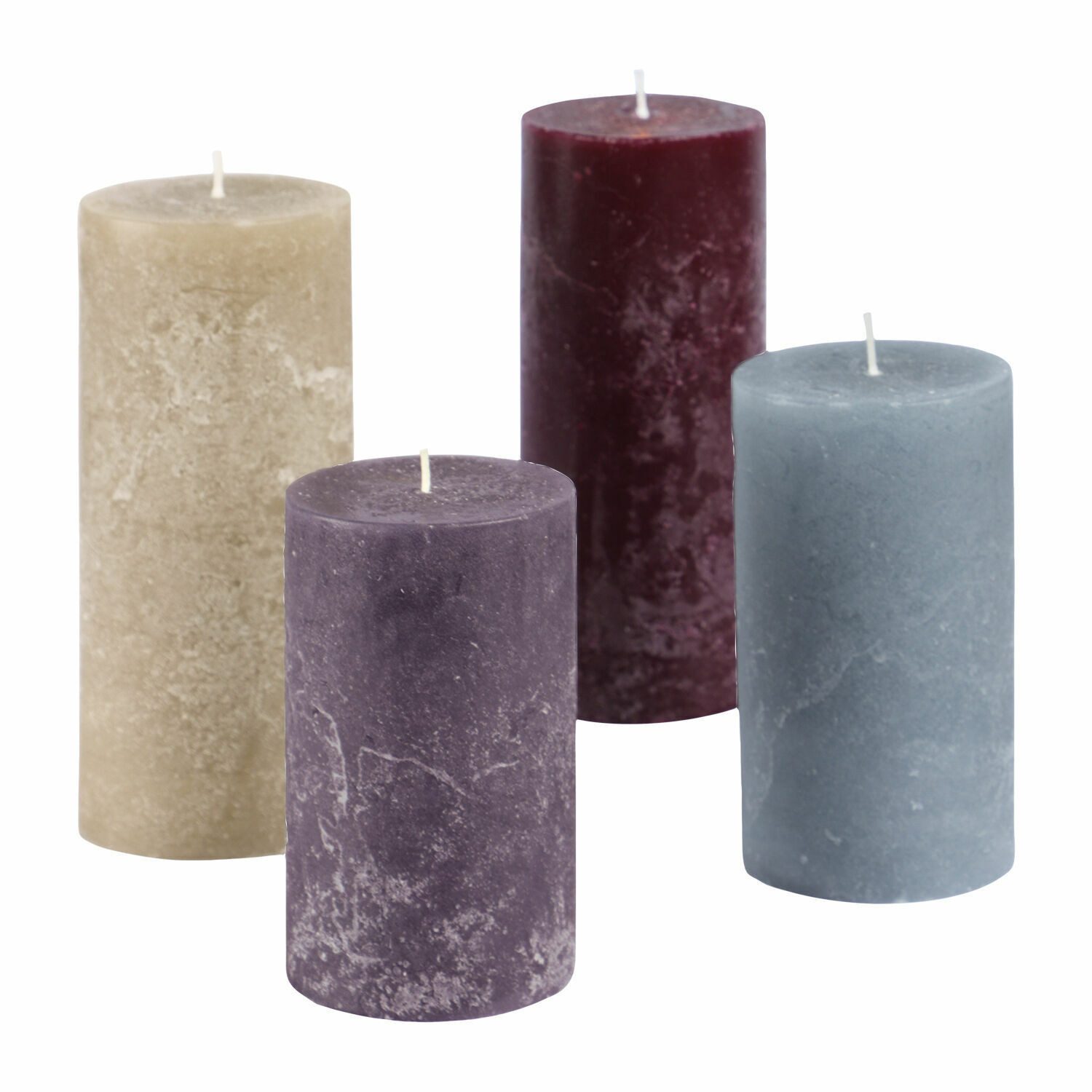 Mirabeau Stumpenkerze Kerze 4er Set Berekua grau/taupe/lila (4er Set, 4er Set), none