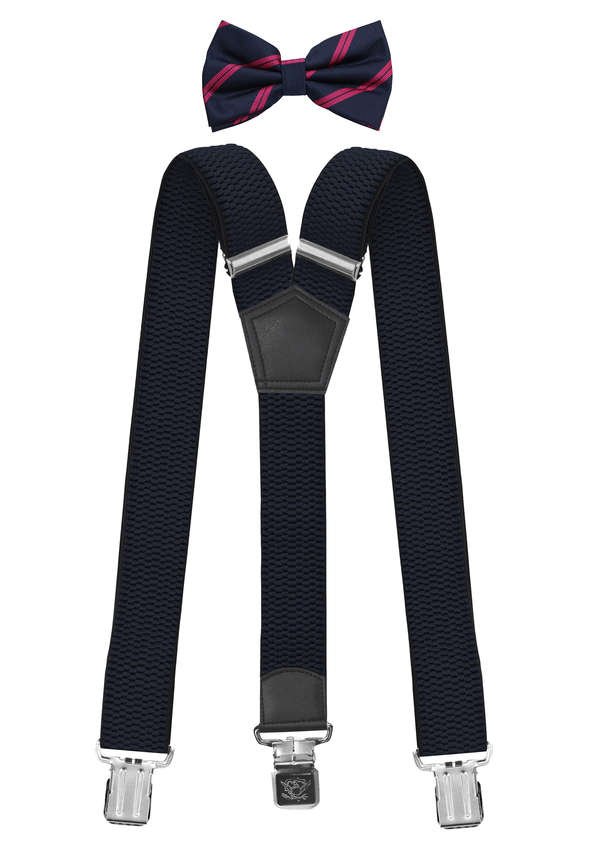 Hosenträger mit passender Fliege als Set 4cm Y-Form für Herren