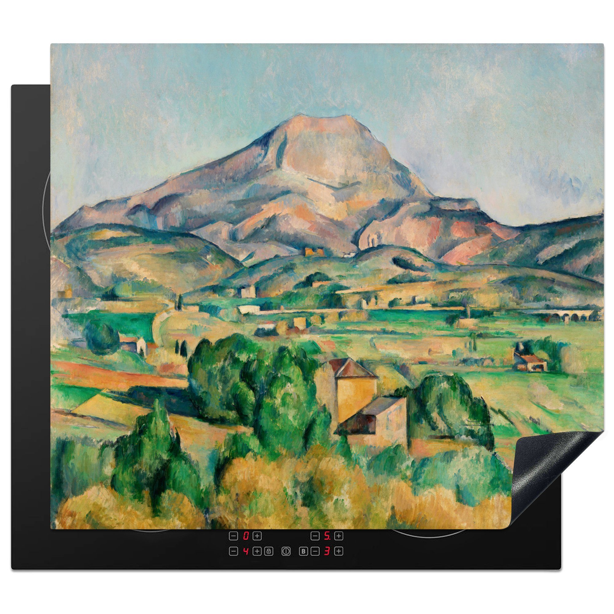 MuchoWow Herdblende-/Abdeckplatte Mont Saint-Victoire - Gemälde von Paul Cézanne, Vinyl, (1 tlg), 60x52 cm, Mobile Arbeitsfläche nutzbar, Ceranfeldabdeckung