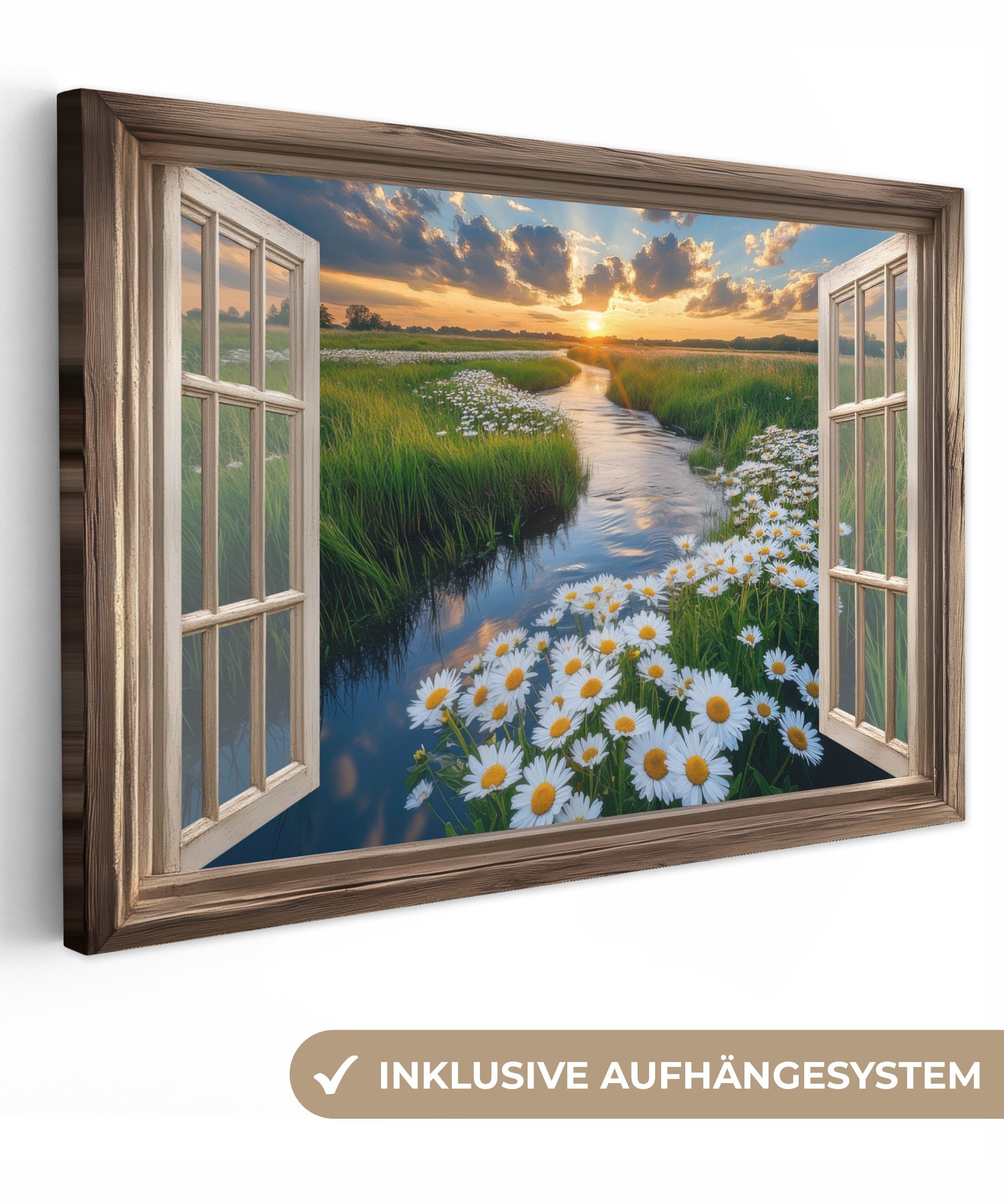 OneMillionCanvasses® Leinwandbild Aussicht - Landschaft - Fenster - Wasser günstig online kaufen