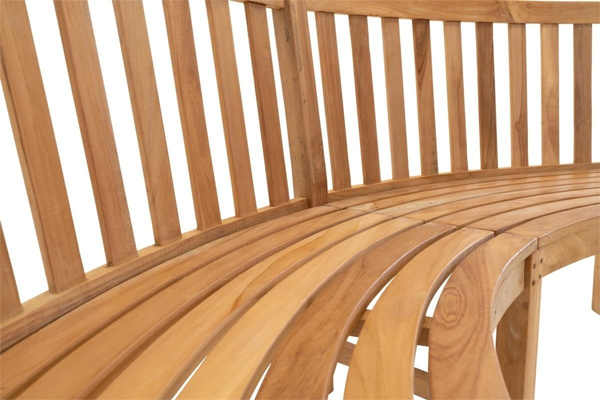 Lesli Living Gartenbank Gartenbank Bank rund Teak-Holz 200x53x92cm