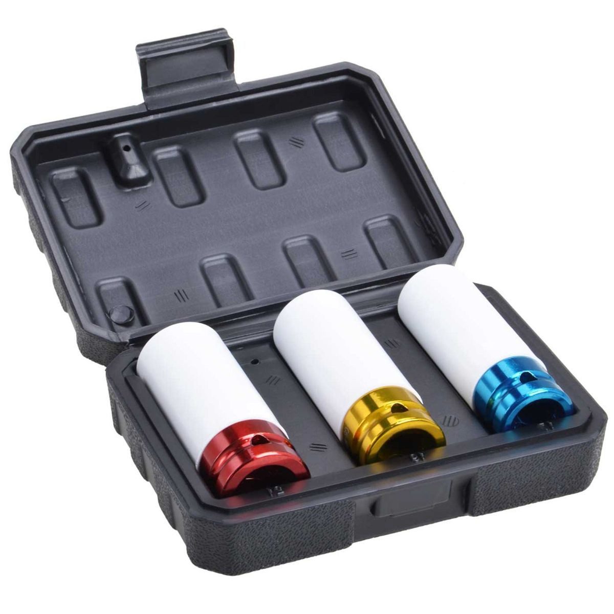 Filmer Bit- und Steckschlüsselset Stecknuss Adapter für Felgen Felgennuss Set 3tlg farblich codiert, 3-St., in Kunststoffbox