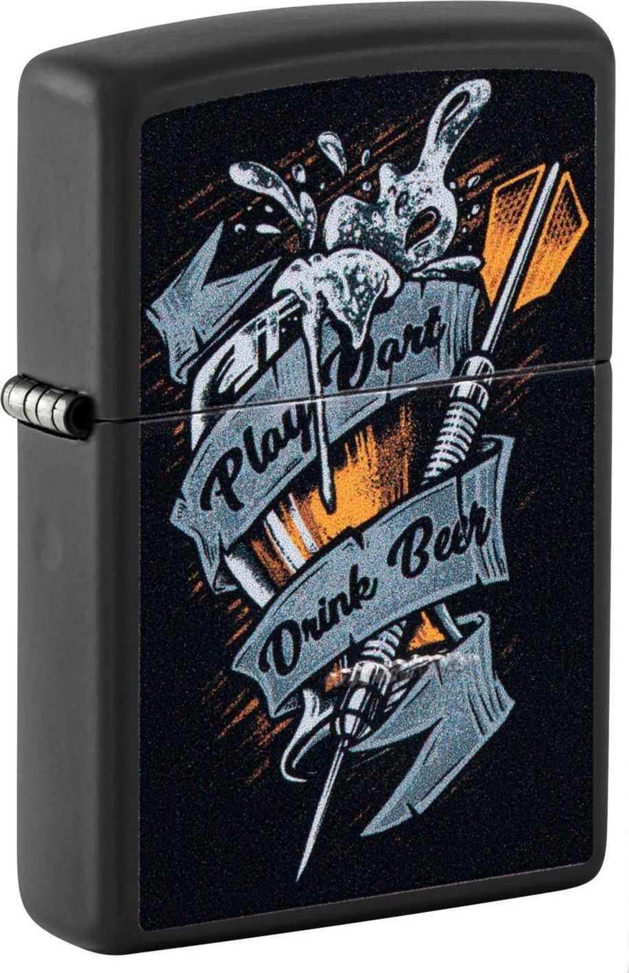 Feuerzeug ZIPPO Benzinfeuerzeug "Darts Design/Play Dart", color Image, schwarz