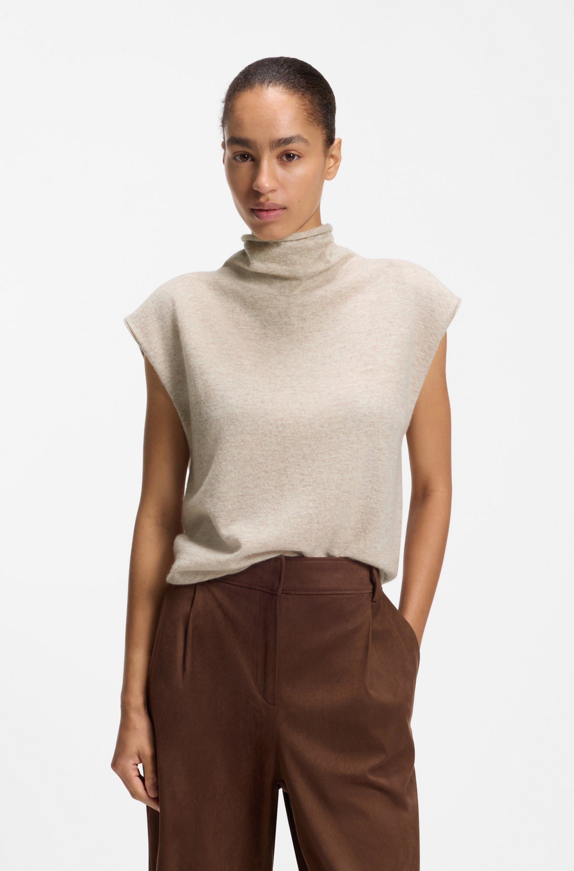 BOSS ORANGE Stricktop Faprila Premium Damenmode aus Kaschmir-Schurwoll-Mix, Relaxed Fit