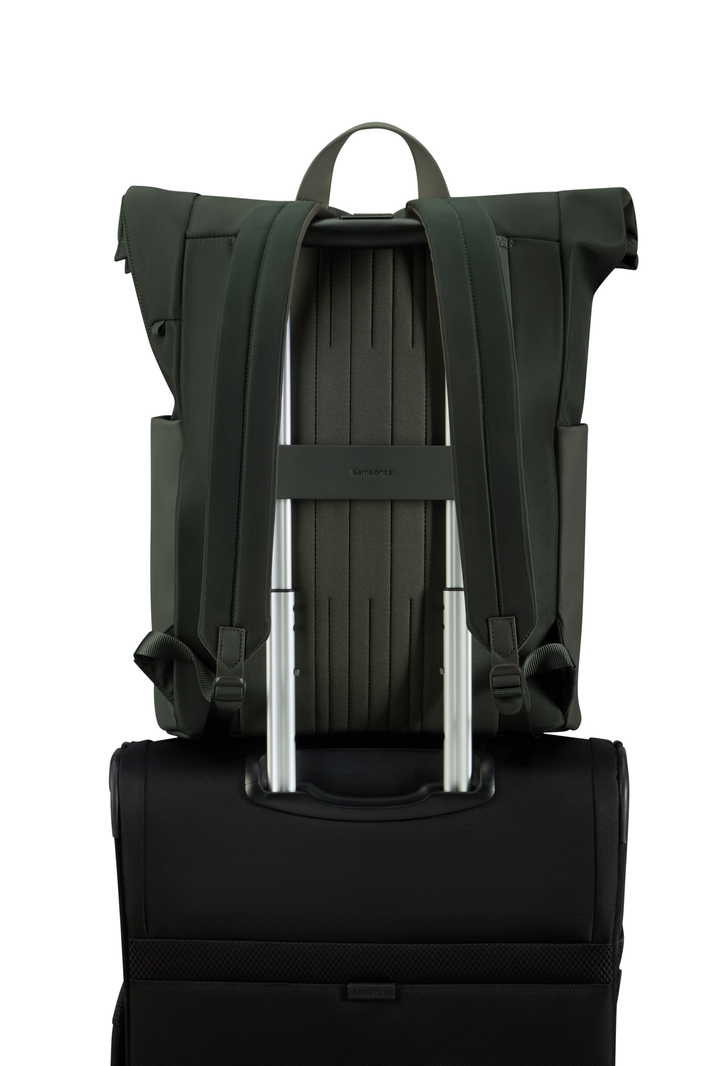 Samsonite Notebookrucksack 4PACK (Set, Mit Metalltag und Sticker Set), Unisex Rolltop-Rucksack, Überschlag mit Klippverschluss
