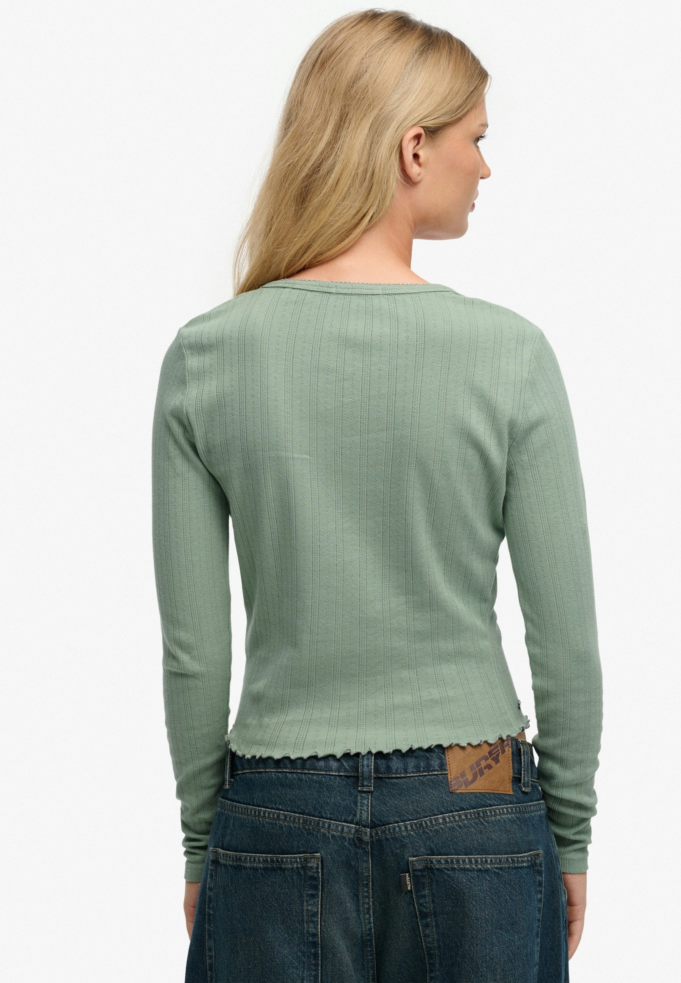 Superdry Cardigan ATH ESS POINTELLE CARDIGAN Pointelle Muster, Baumwolle, Jerseyqualität, skinny fit