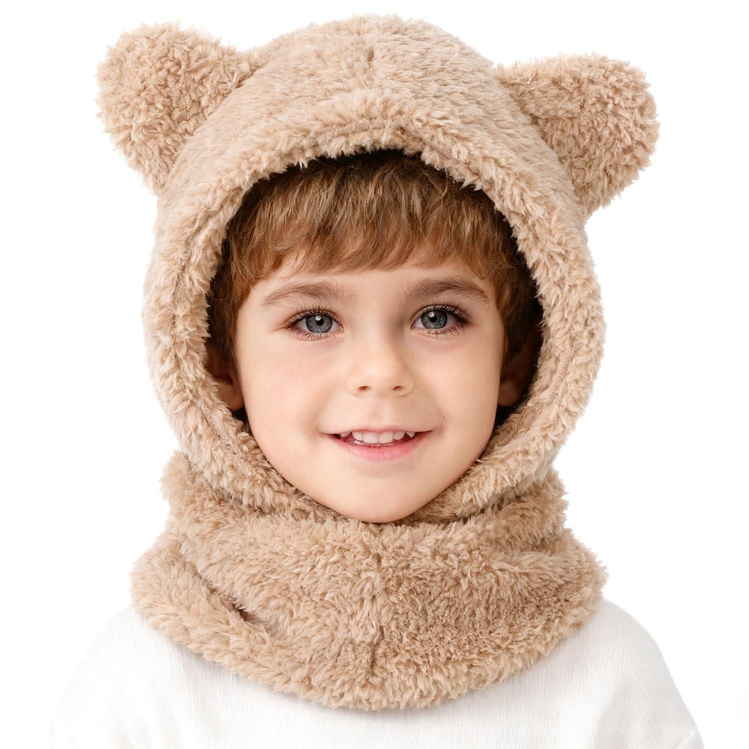 Sturmhaube Schlupfmütze Fleece Thermo Kapuze Baby Kinder Braun M
