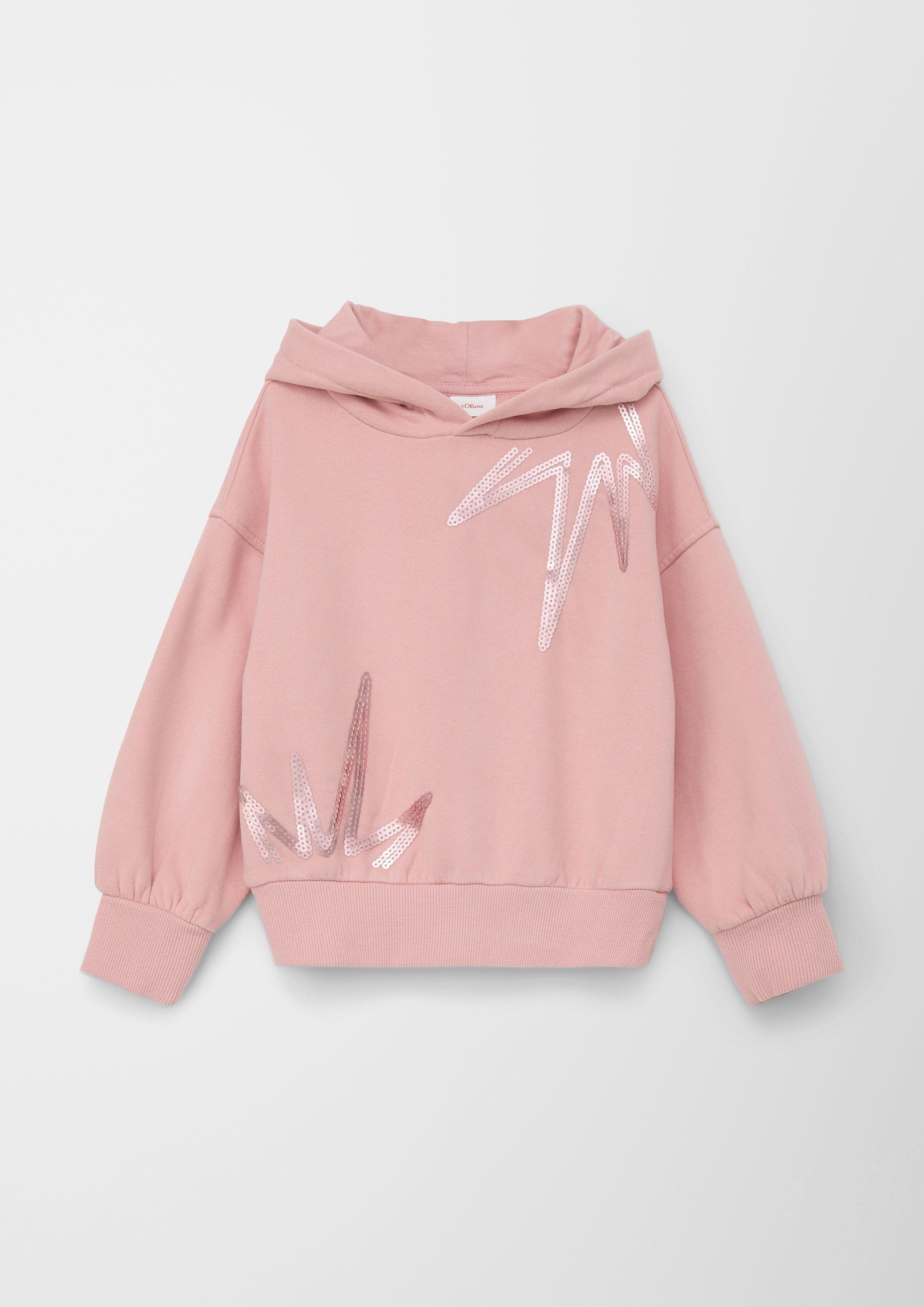 s.Oliver Junior s.Oliver Sweatshirt Hoodie mit Pailletten-Besatz Pailletten rosa