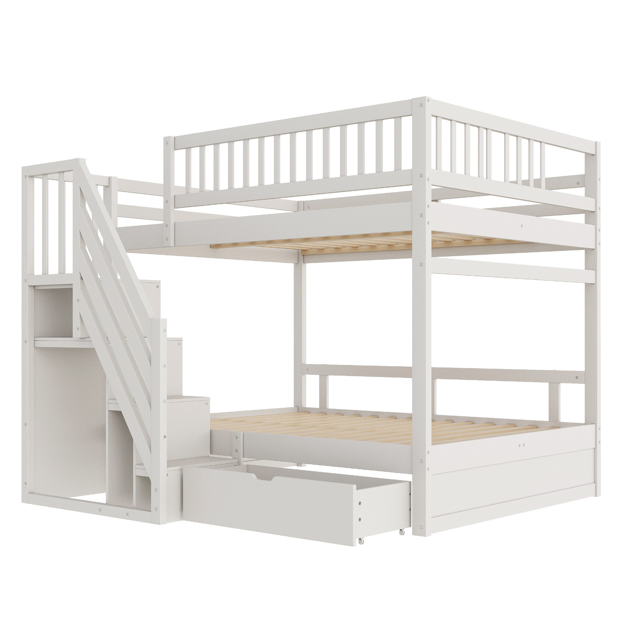 KLAM HOME Etagenbett Massivholz-Etagenbett 140*200cm, Sicherheitsleiter günstig online kaufen