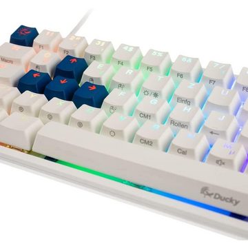 Ducky ONE 2 SF Gaming-Tastatur (MX-Blue, RGB LED, deutsches Layout QWERTZ, TKL-Mini, USB, Weiß)