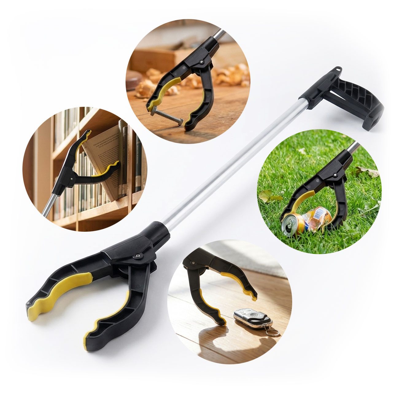 shop'n smile ideoon Greifarm Greifarm 76 cm, Ergonomische Greifzange mit Magnetspitze & 360° Kopf, 1-tlg., 1er-Set & 2er-Set, mit Magnetspitze, 360° Drehkopf, Komfortgriff, PP/TPR/Alu