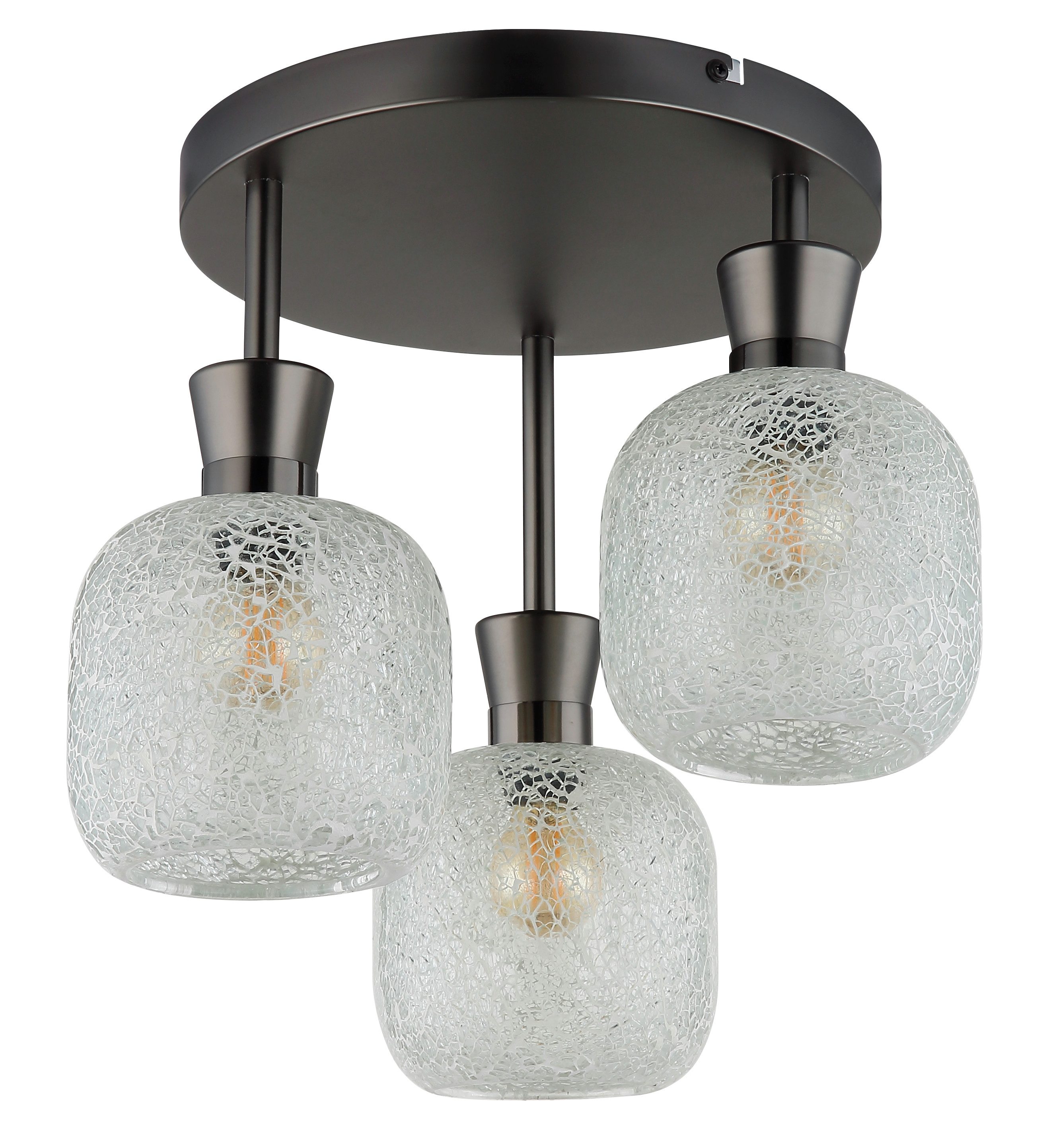 GLOBO LIGHTING Deckenleuchte BROKANA, Leuchtmittel wechselbar, Schwarz-chrome Deckenleuchte mit Glas Mosaik, ø 330mm, E14 3x40W