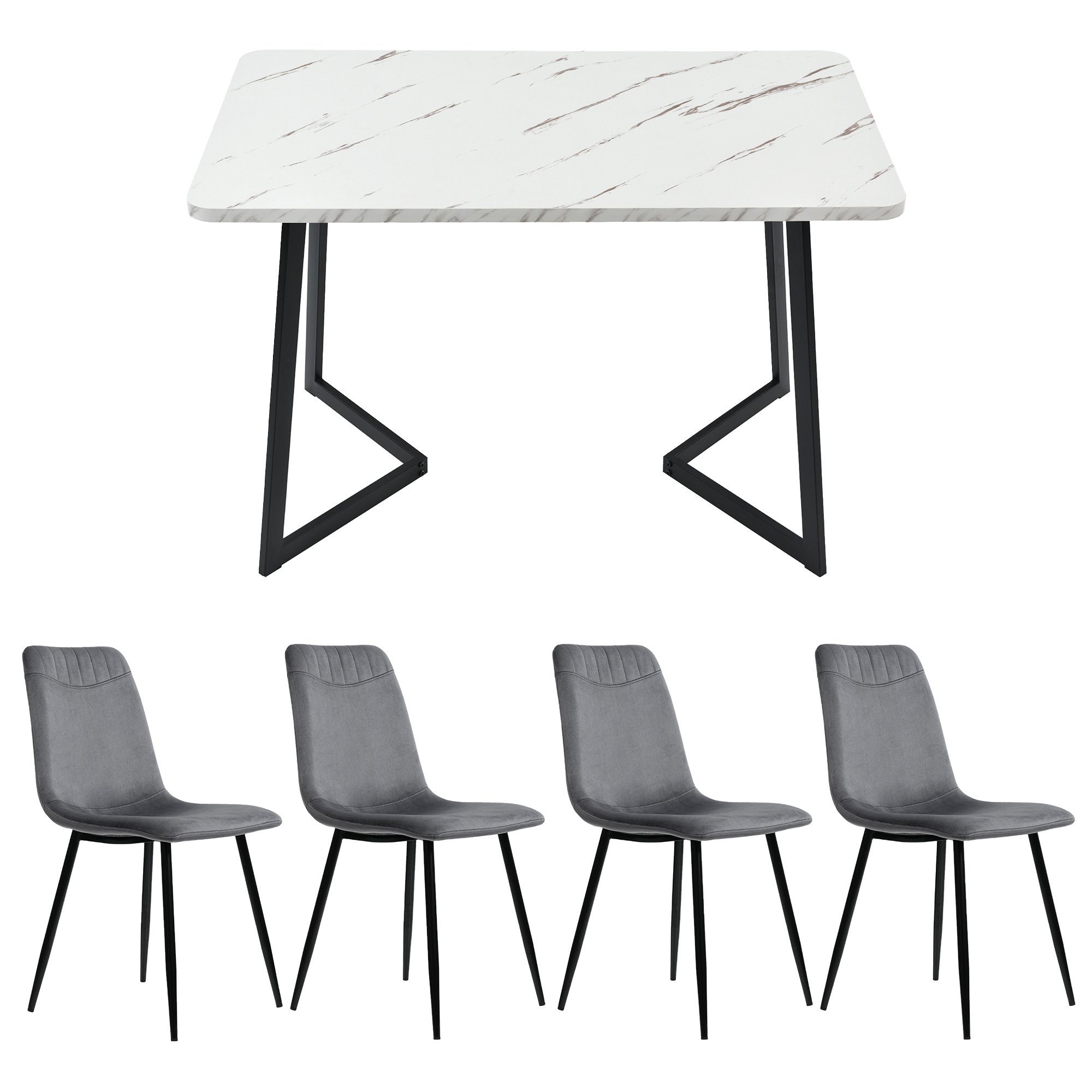 DOTMALL Esstisch Esstisch und Stuhl Set (1+4), moderner Esstisch und Stuhl Set