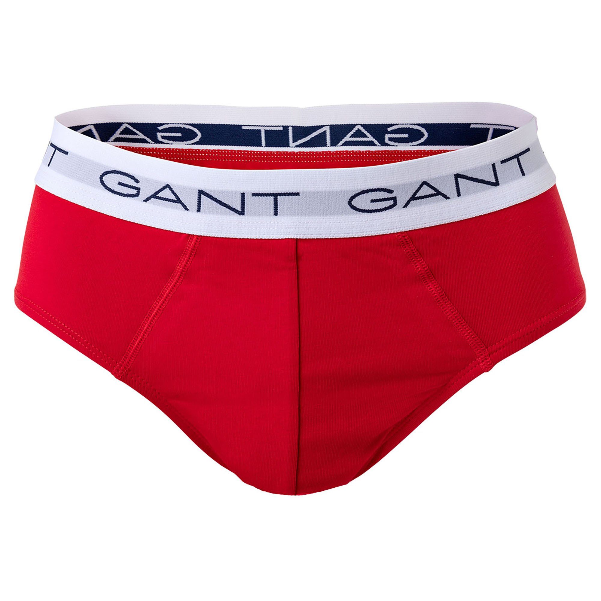 Cotton Herren Briefs, Gant Slip Slips, Pack - Logo-Bund, Mehrfarbig 3er