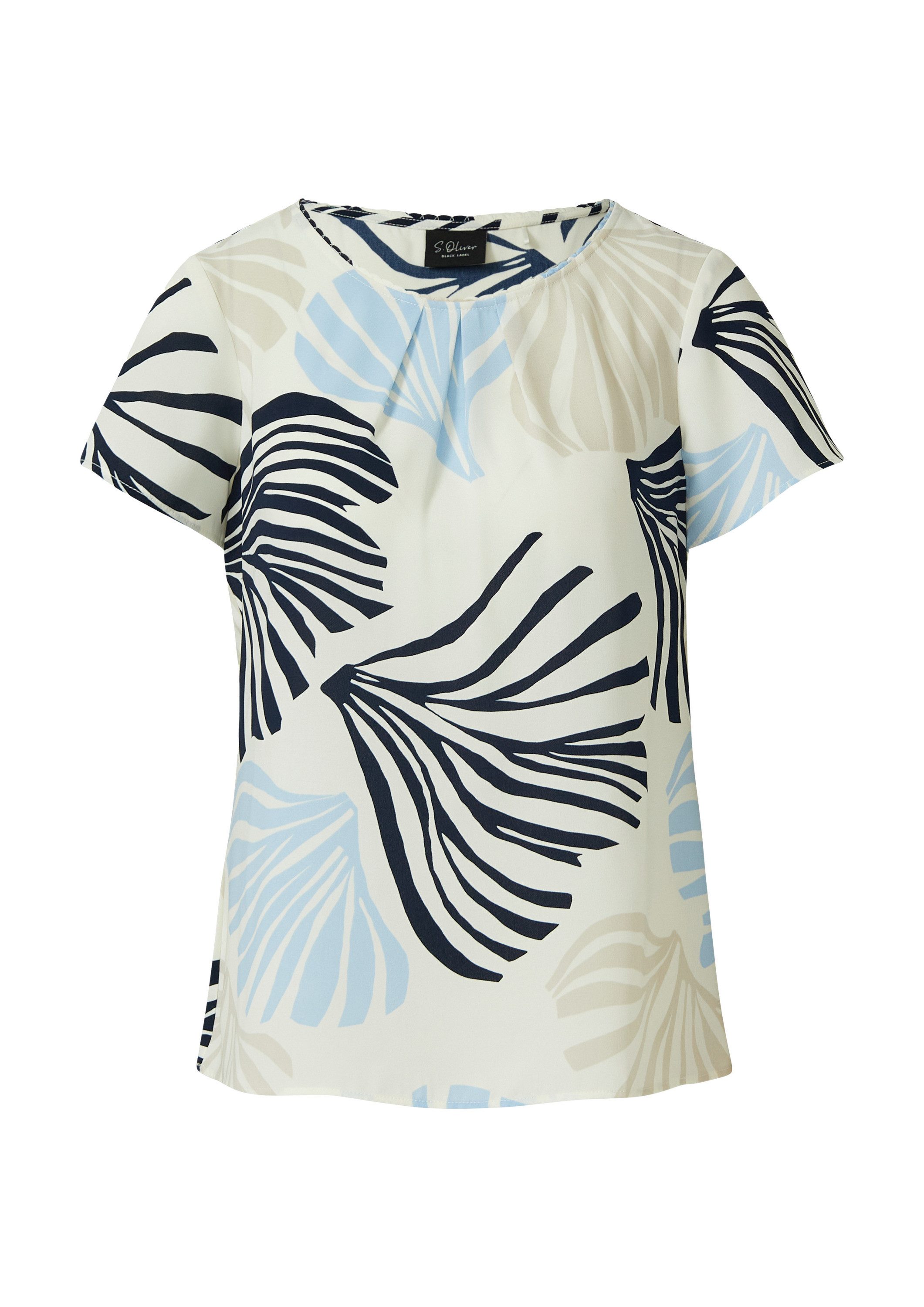 s.Oliver Kurzarmbluse Bluse Crêpe-Bluse mit All-over-Print und Schmuckkante günstig online kaufen