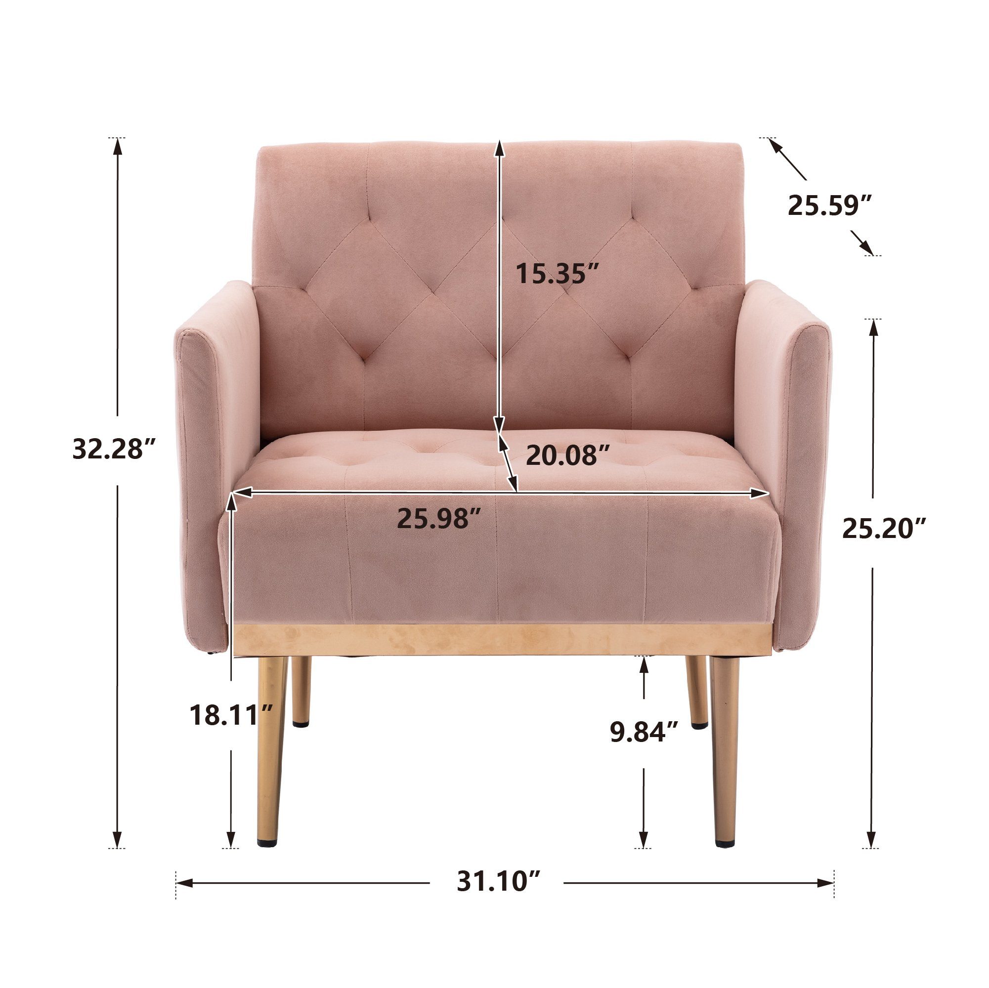 roségoldenen REDOM rosa Stuhl, Esszimmerstuhl mit Akzentstuhl Freizeitsessel Füßen,Vierbeiniger
