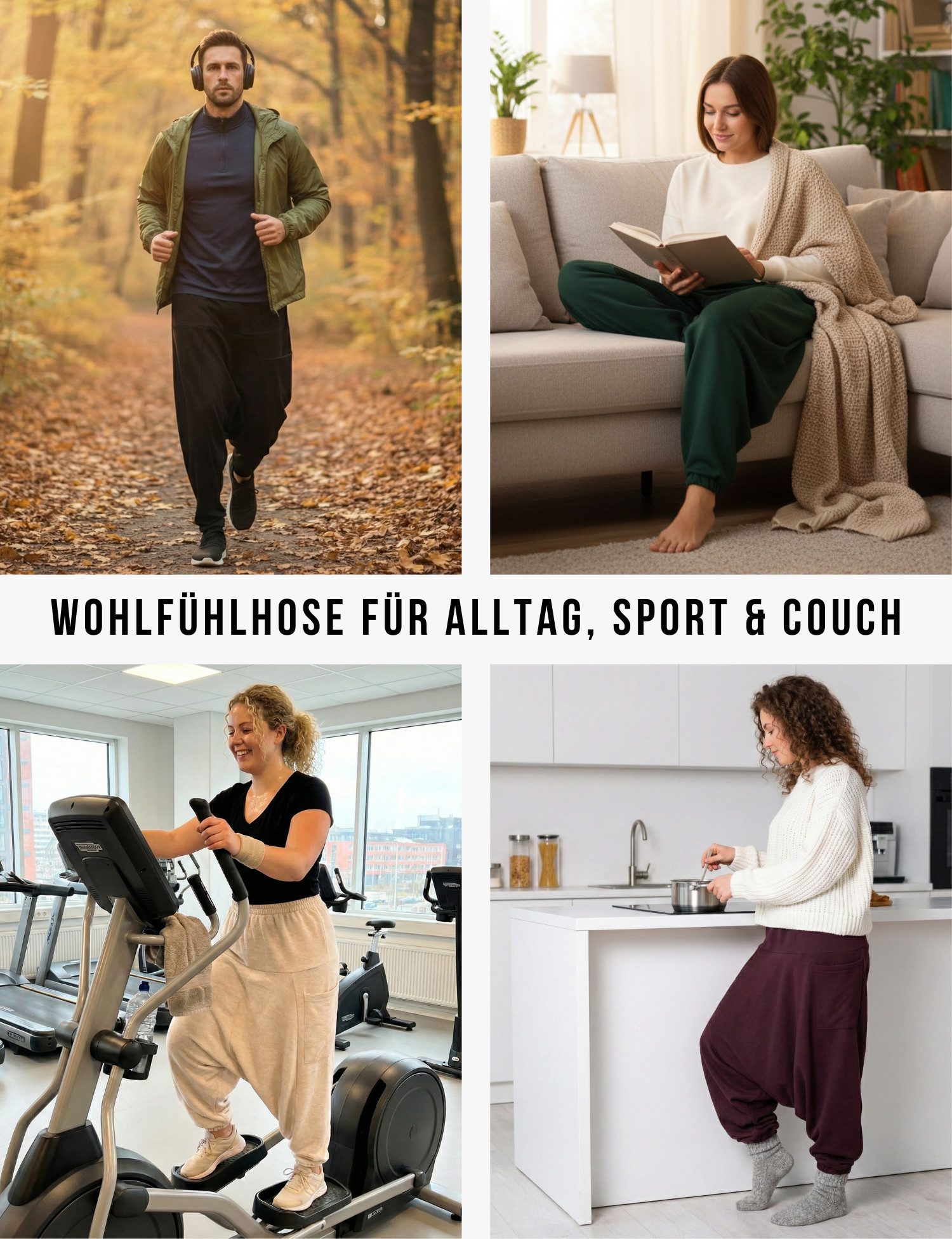 PANASIAM Haremshose Aladinhose als bequeme Chillhose aus Jogginghosen-Stoff für Herbst und Winter warm gefütterte Baumwollhose fürs Sofa oder Homeoffice