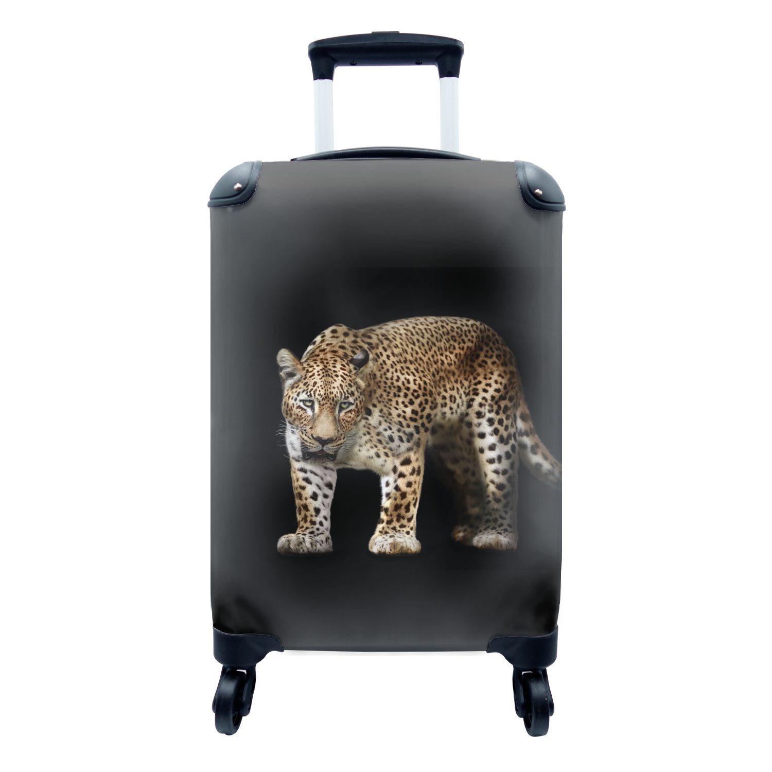 Ferien, mit Reisekoffer Handgepäck 4 Leopard Rollen, rollen, Handgepäckkoffer Schwarz Tiere, Reisetasche Trolley, für - - MuchoWow