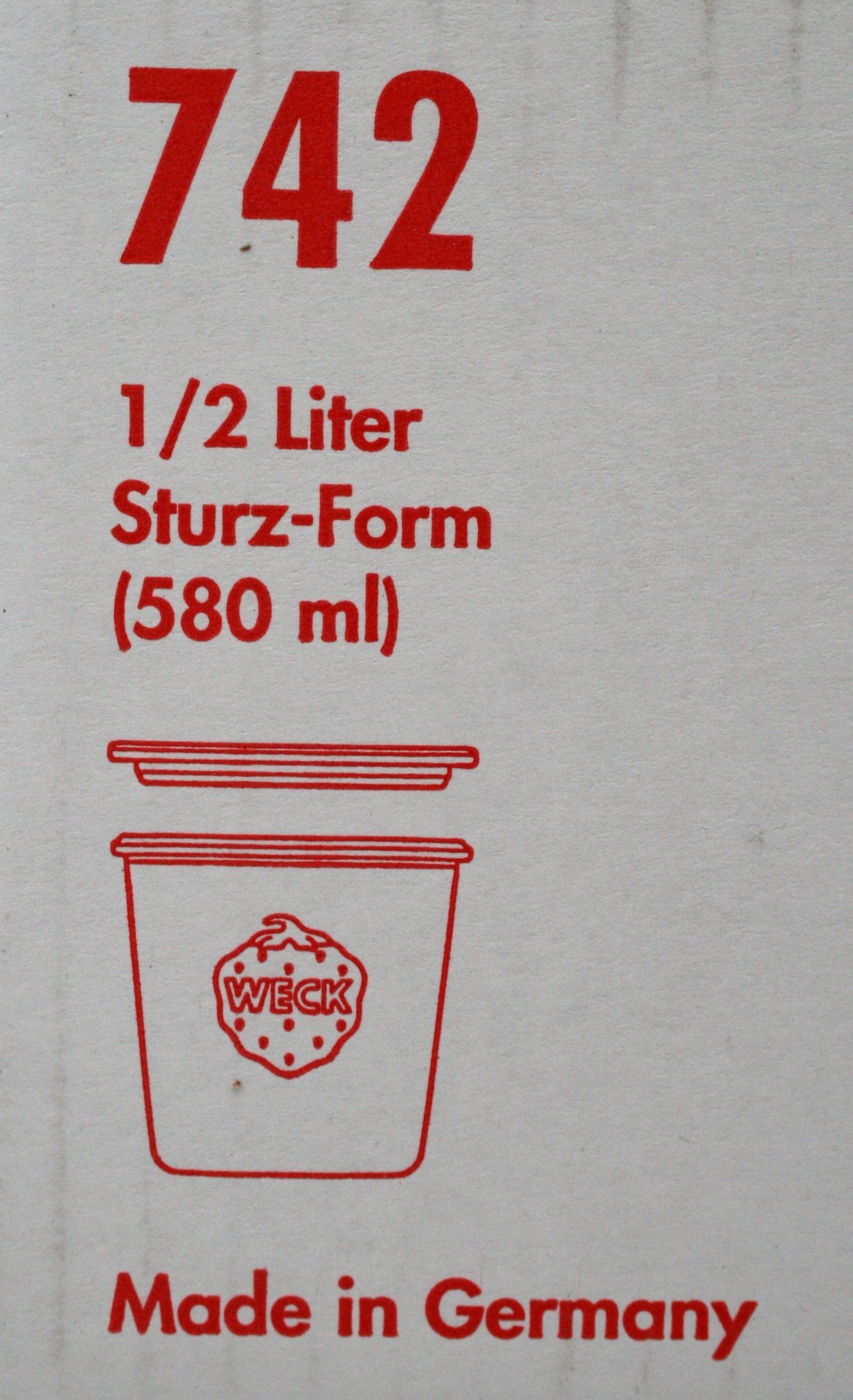 WECK Einmachglas 6 Weck Einkochgläser Sturzform 580 ml RR 100 mit Deckel Nr.742