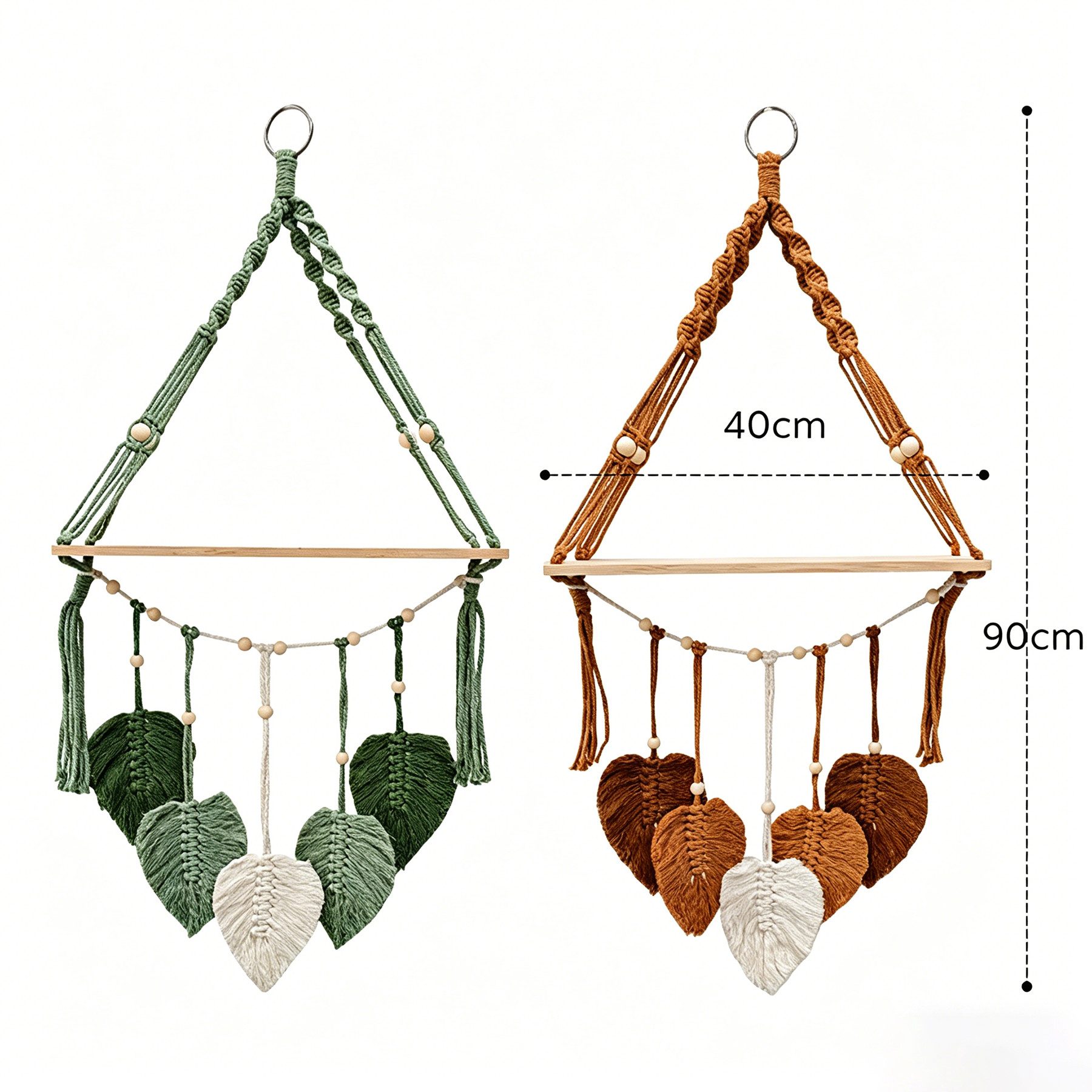 Mutig Wanddekoobjekt Makramee Holz Wandregal,Boho Hängeregal Wand Deko,Pflanzenregal (Hängeregal mit Baumwollseil für Boho Deko ( 40x90cm) , Wandregal Holz Regal für Kinderzimmer Wohnzimmer Balkon Schlafzimmer), Makramee-Schweberegal handgefertigt für Bad, Camping, Wohnmobil