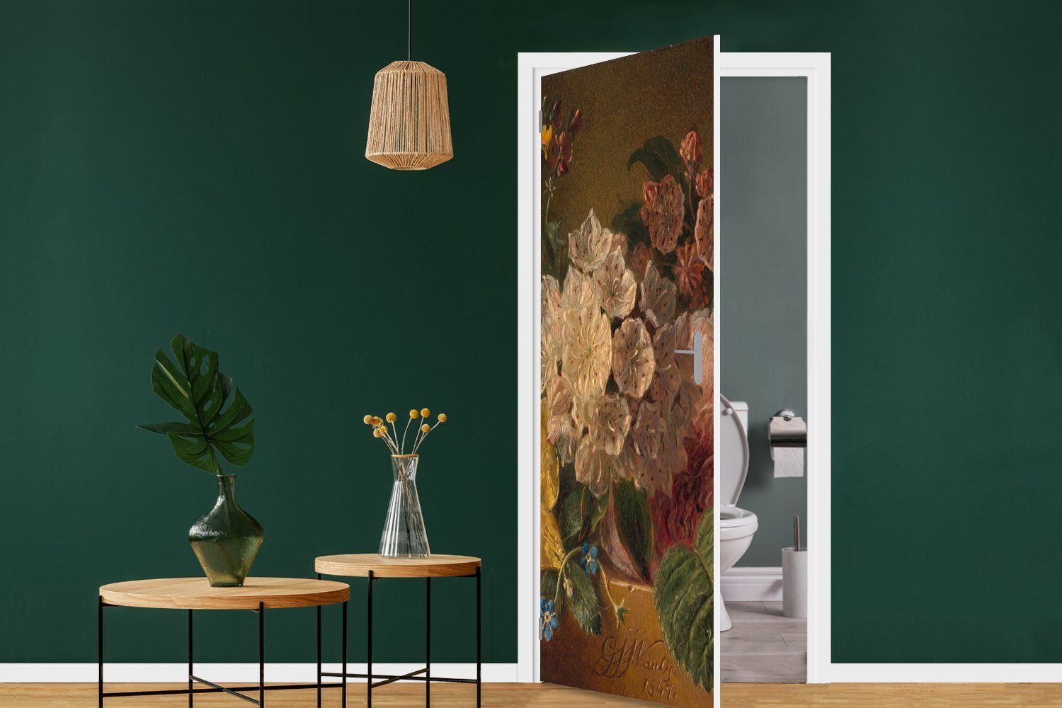 Tür, Blumen St), 75x205 Matt, bedruckt, von (1 Fototapete Gemälde cm - Türtapete Os, Türaufkleber, Van MuchoWow G.J.J für