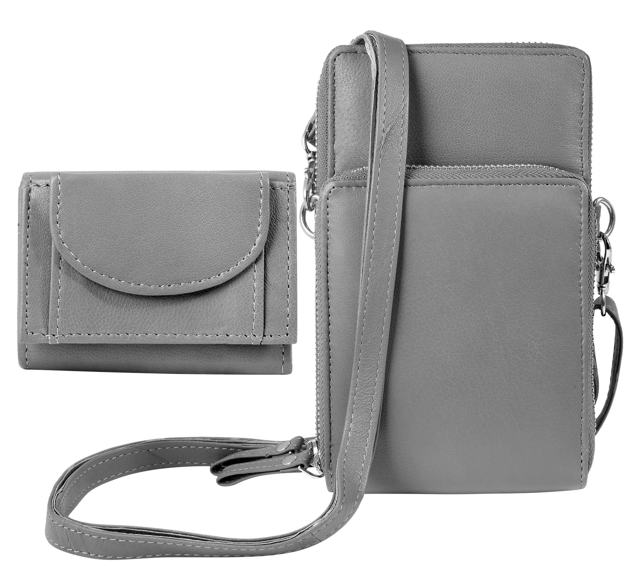 Handytasche Maxi Handyumhängetasche mit Minigeldbörse aus Echtleder
