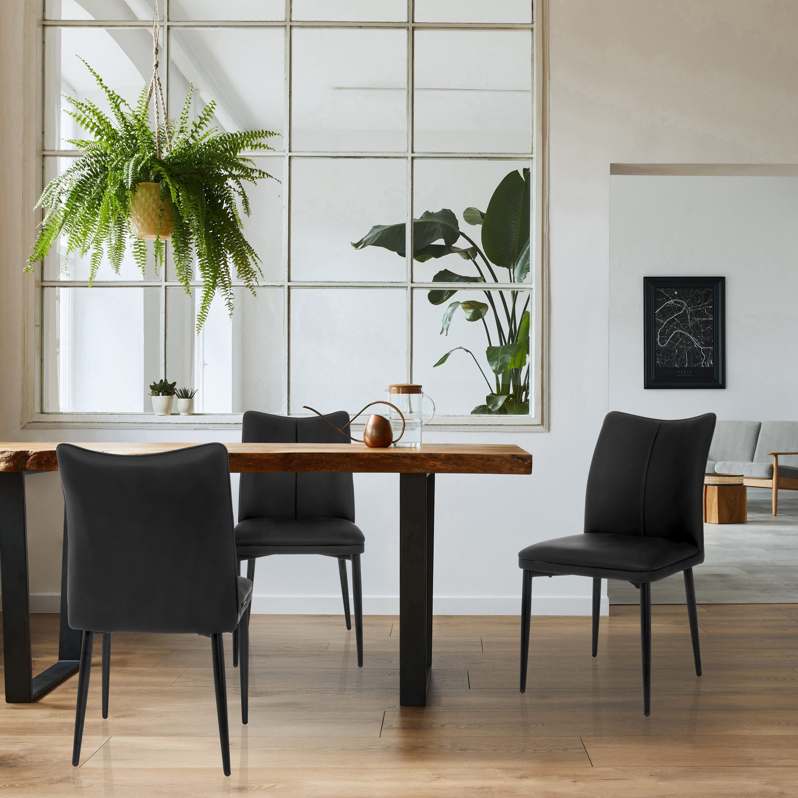 hjh LIVING Esszimmerstuhl Esszimmerstuhl VISETO Kunstleder (1 St), Stuhl gepolstert für Esszimmer, Moderner Küchenstuhl mit Metallbeinen