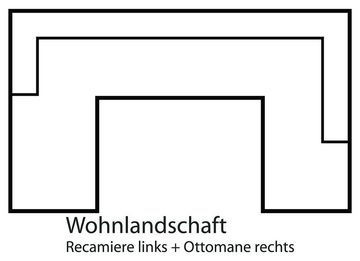 TRENDMANUFAKTUR Wohnlandschaft Indie, U-Form, wahlweise mit Bettfunktion, inkl. loser Rücken- u. Zierkissen