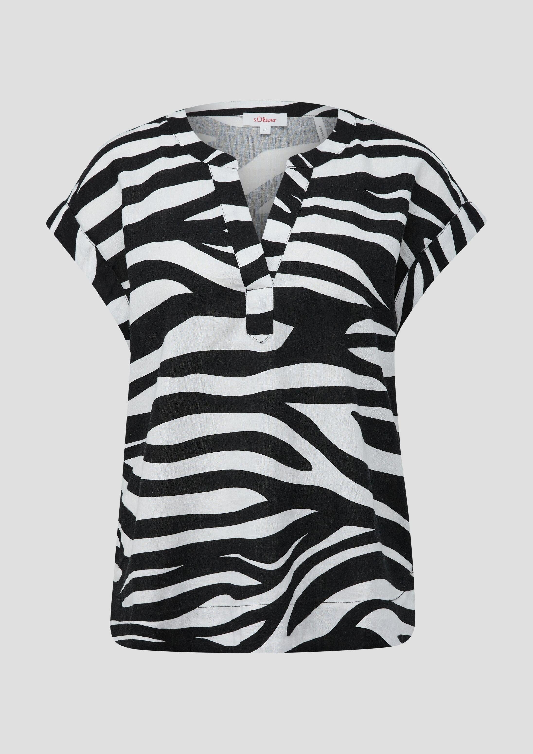 s.Oliver Kurzarmbluse Bluse Blusenshirt aus Leinenmix