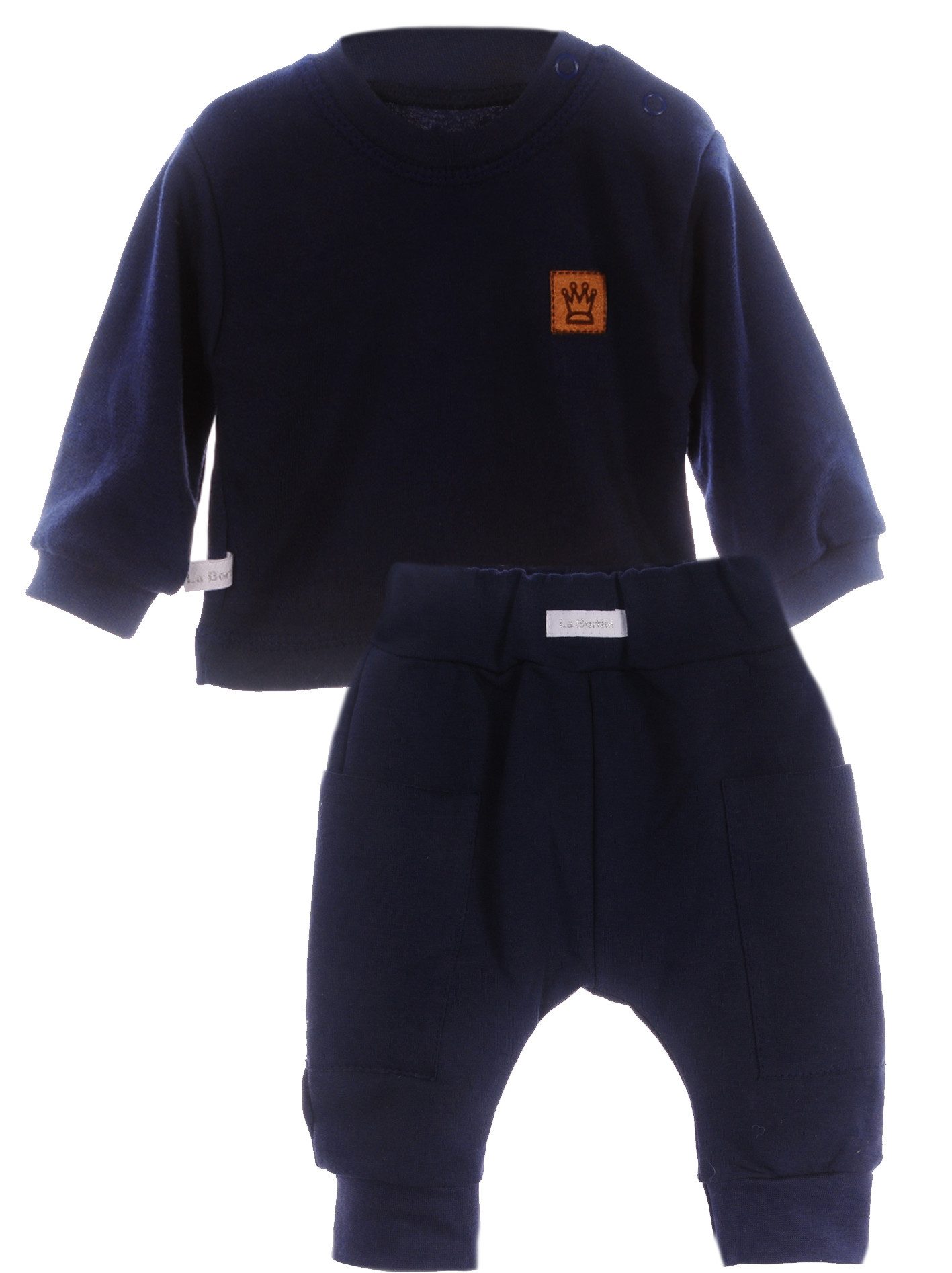 La Bortini Freizeitanzug Baby Anzug Langarmshirt und Hose in Blau Etstlingsset Jogginganzug, Erstlingsset aus Baumwolle, 50 56 62 68 74 80