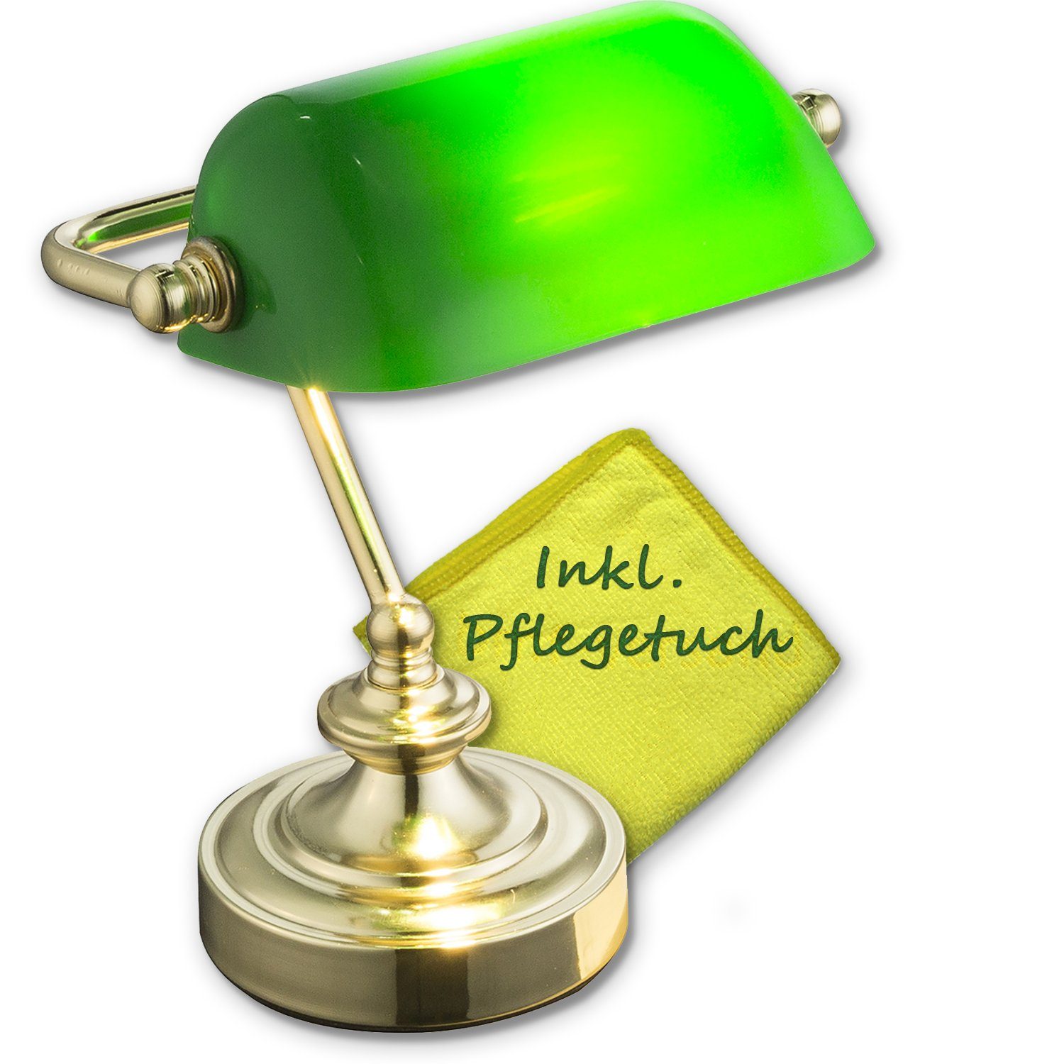 bmf-versand Tischleuchte Schreibtischlampe grün Schirm Retro Tischlampe  Banker Lampe
