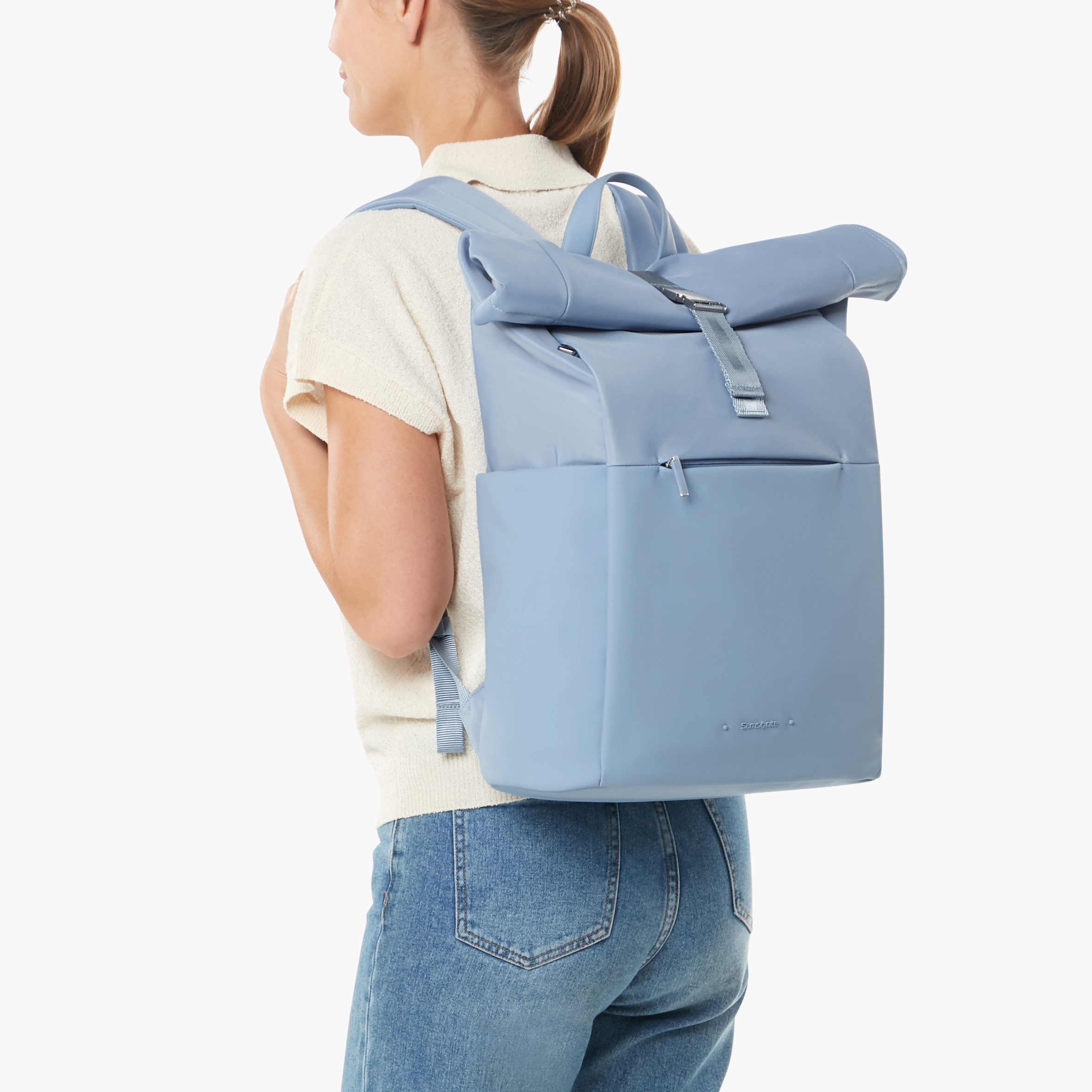 Samsonite Notebookrucksack 4PACK (Set, Mit Metalltag und Sticker Set), Unisex Rolltop-Rucksack, Überschlag mit Klippverschluss