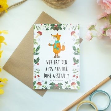 Mr. & Mrs. Panda Grußkarte Fuchs Keksdose - Weiß - Geschenk, Nikolaus, Geburtstagskarte, Glückwu, Hochwertiger Karton