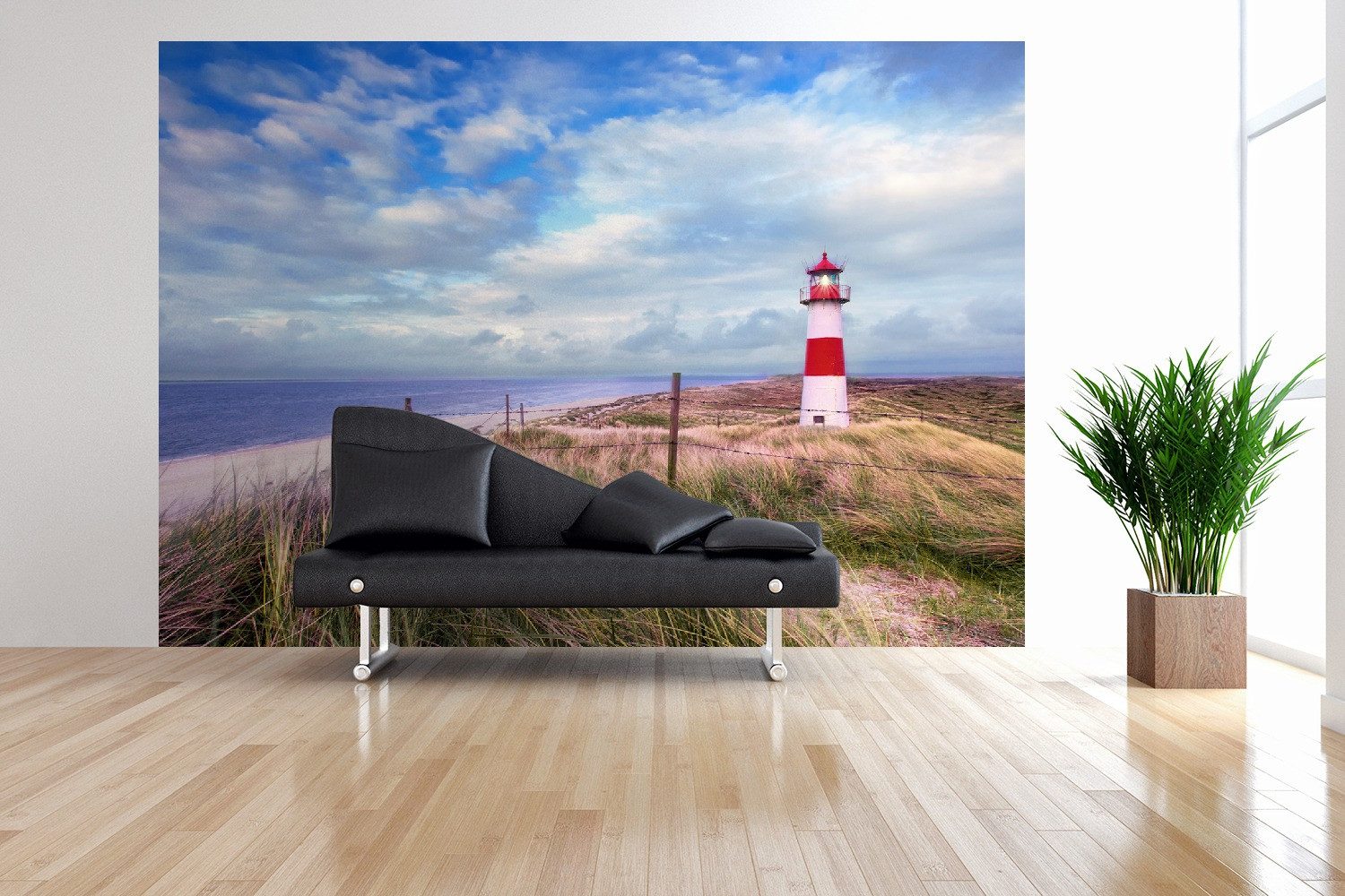 Wallario Vliestapete Leuchtturm am Strand von günstig online kaufen