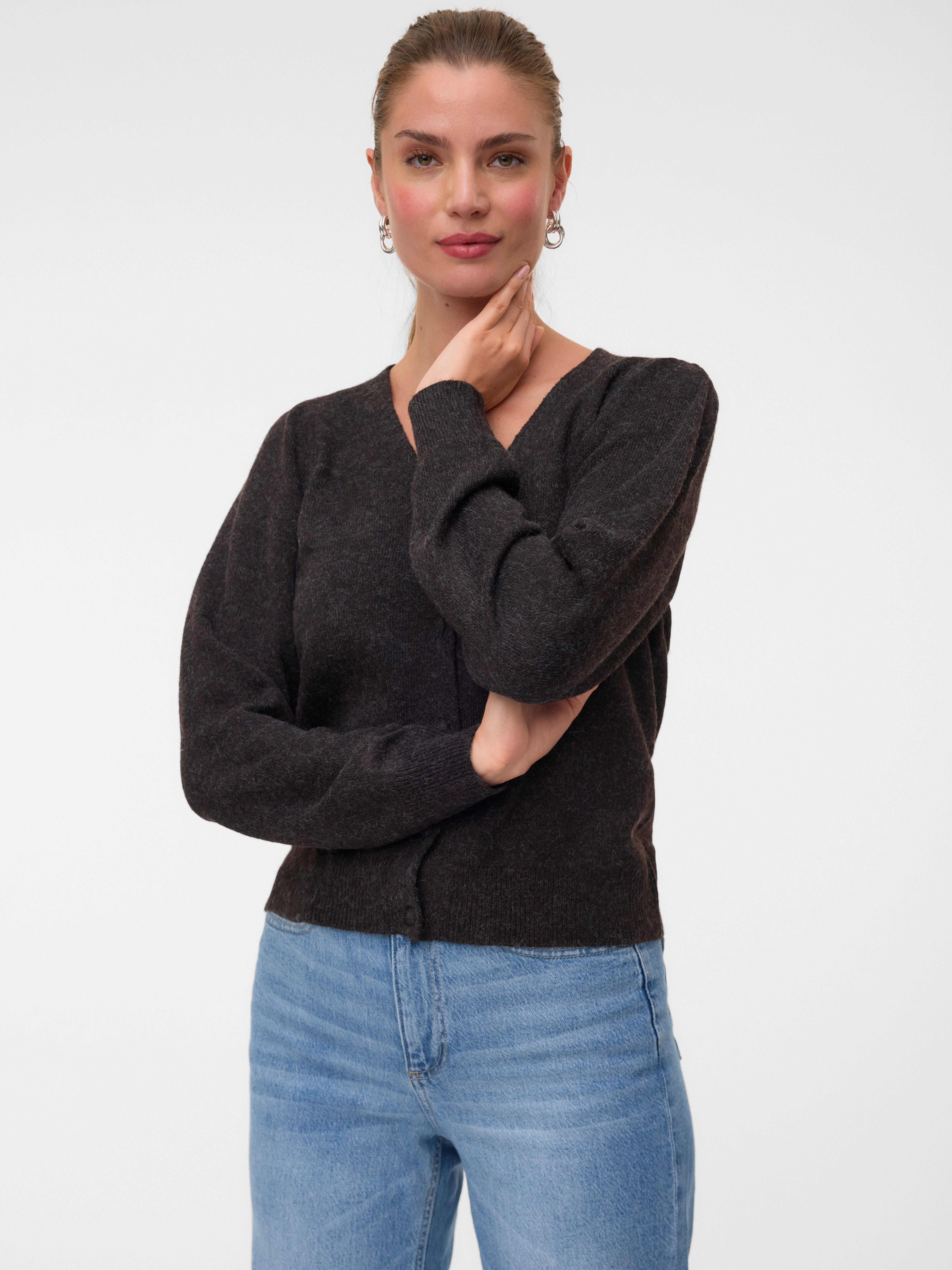 Vero Moda Strickjacke VMDOFFY LS V-NECK CARDIGAN NOOS Materialmix