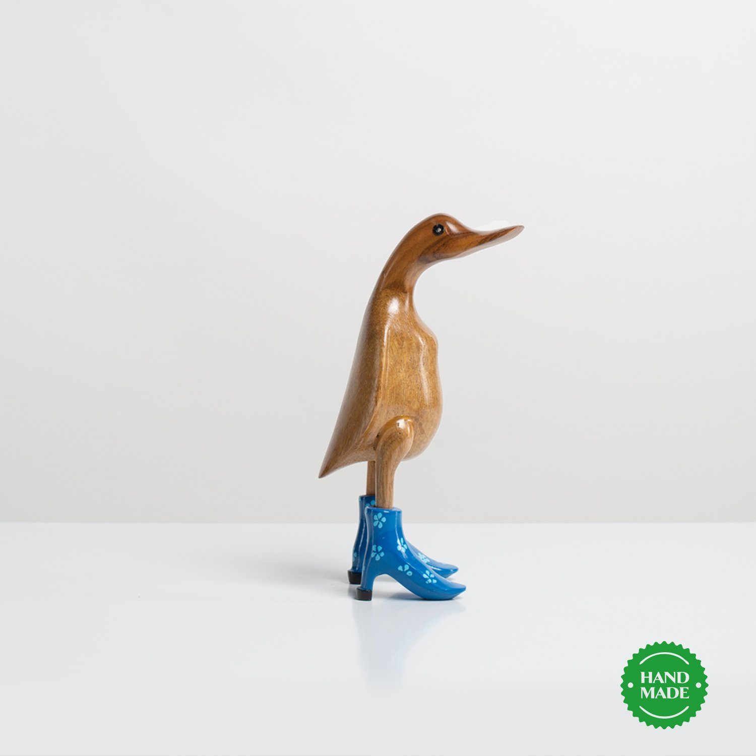 Rikmani Dekofigur Ente Stiefel aus Absätze - Dekoration Holz blau Handgefertigte