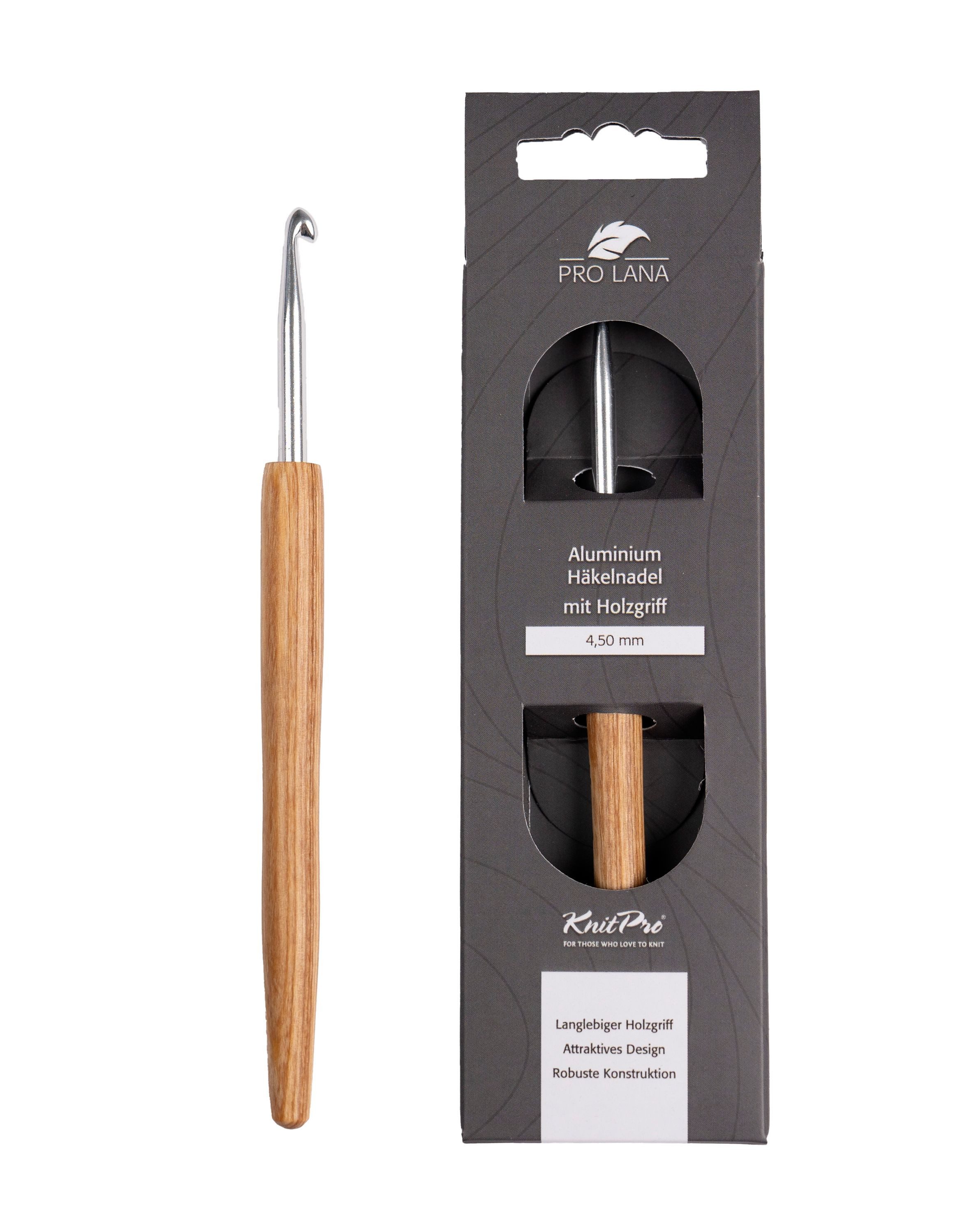 KnitPro Häkelnadeln KnitPro NATURAL Aluminium Häkelnadel, Garnhäkelnadel mit Holzgriff, Birkenholzgriff, Aluminium, 0,5-12 mm