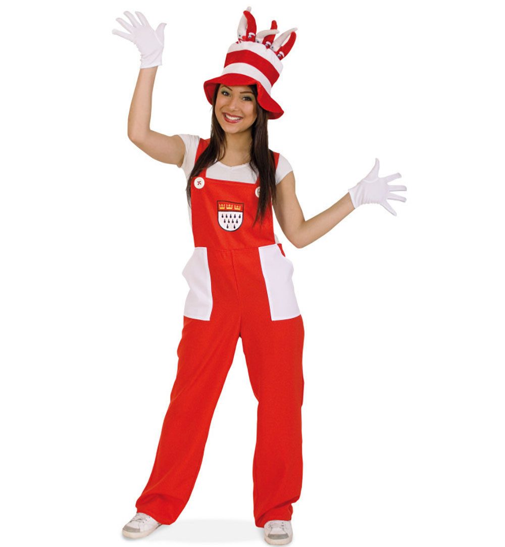 Fries Kostüm Latzhose Köln Kölle Alaaf Köln Karneval Fasching Party Rot Weiß, Hohe Qualität