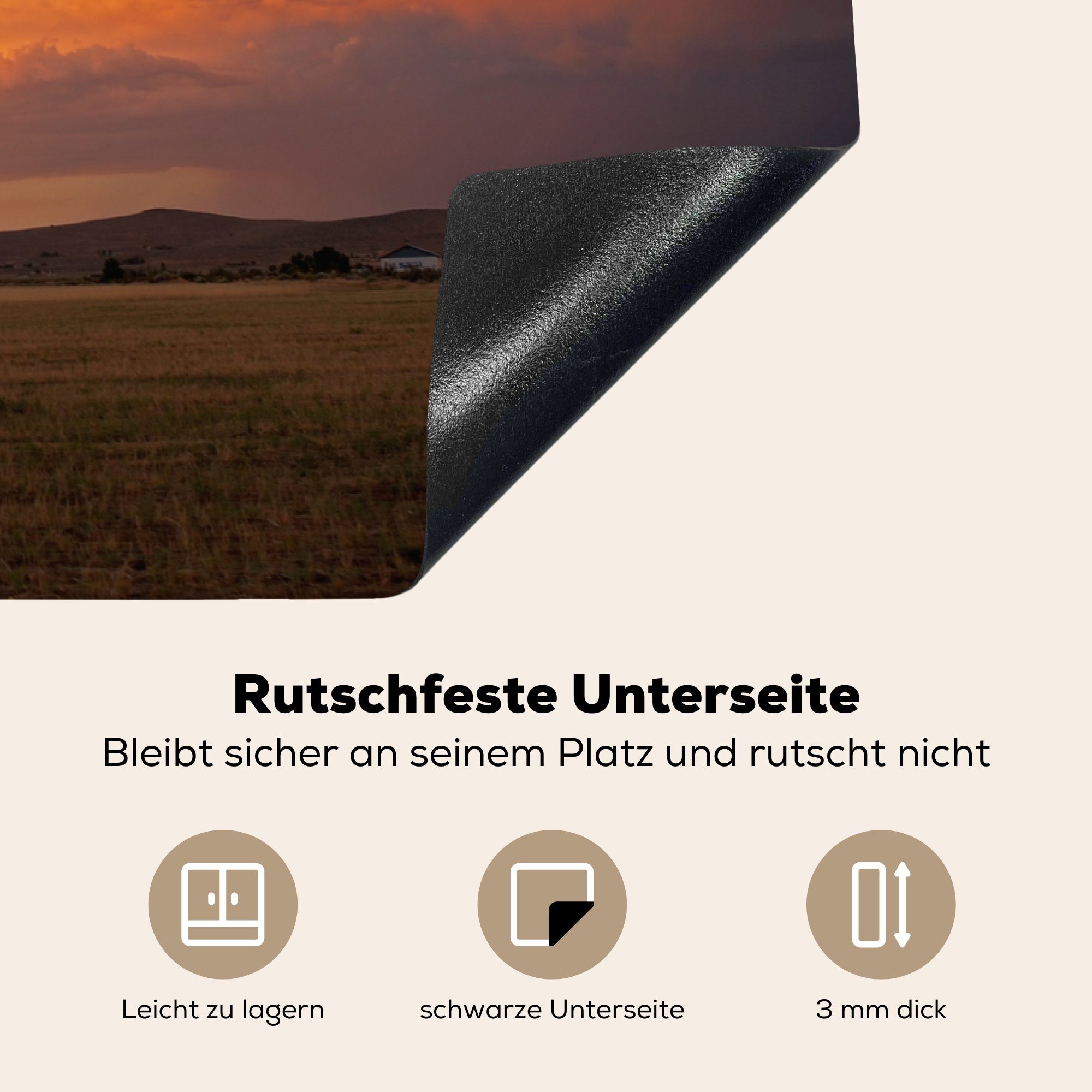 die Schutz Ceranfeldabdeckung tlg), Vinyl, (1 Ebene, einer MuchoWow für küche, Herdblende-/Abdeckplatte Induktionskochfeld cm, über 81x52 Sonnenuntergang