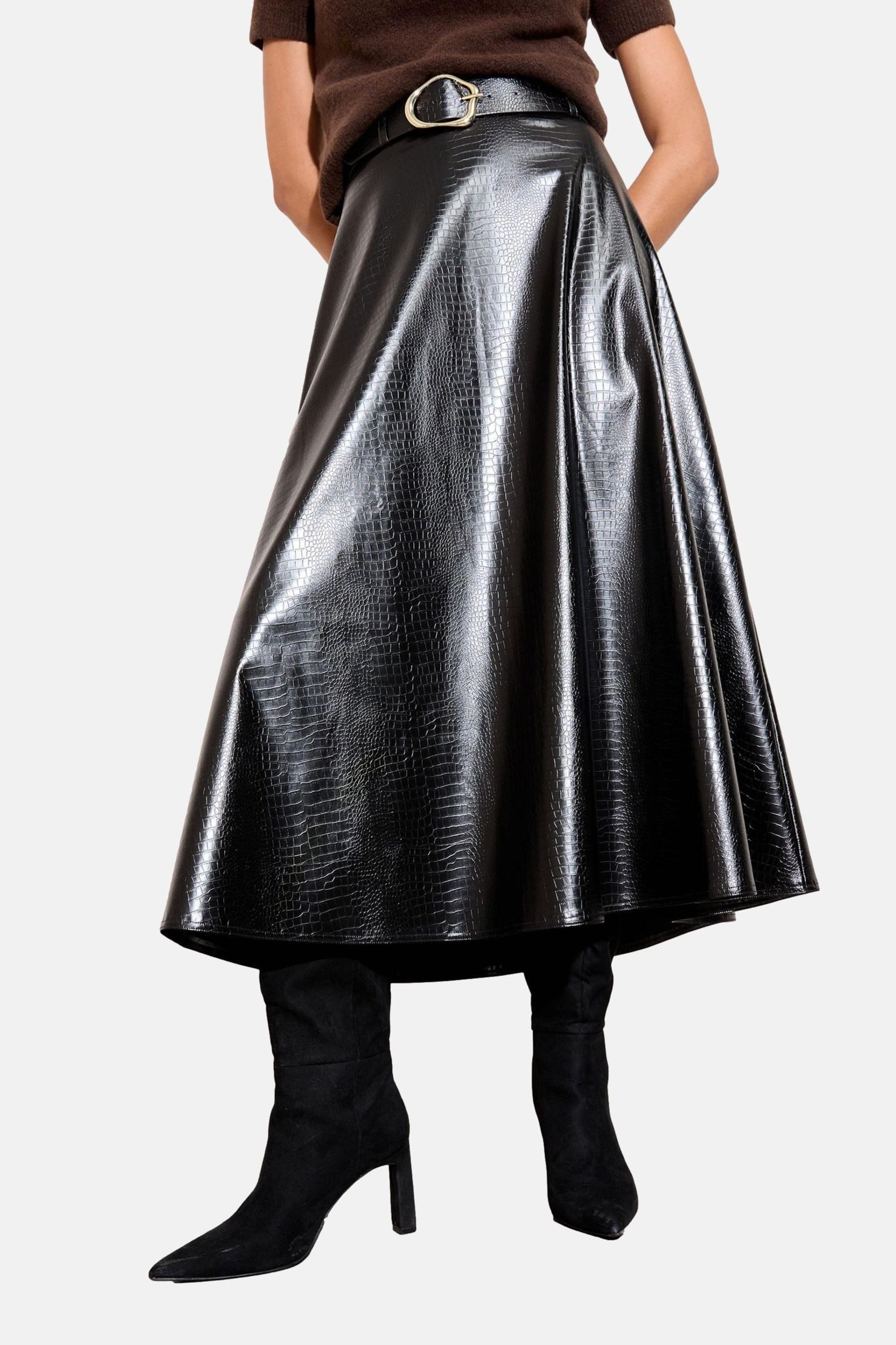 Friends Like These Midirock Friends Like These Midi-Rock mit Kunstledergürt günstig online kaufen