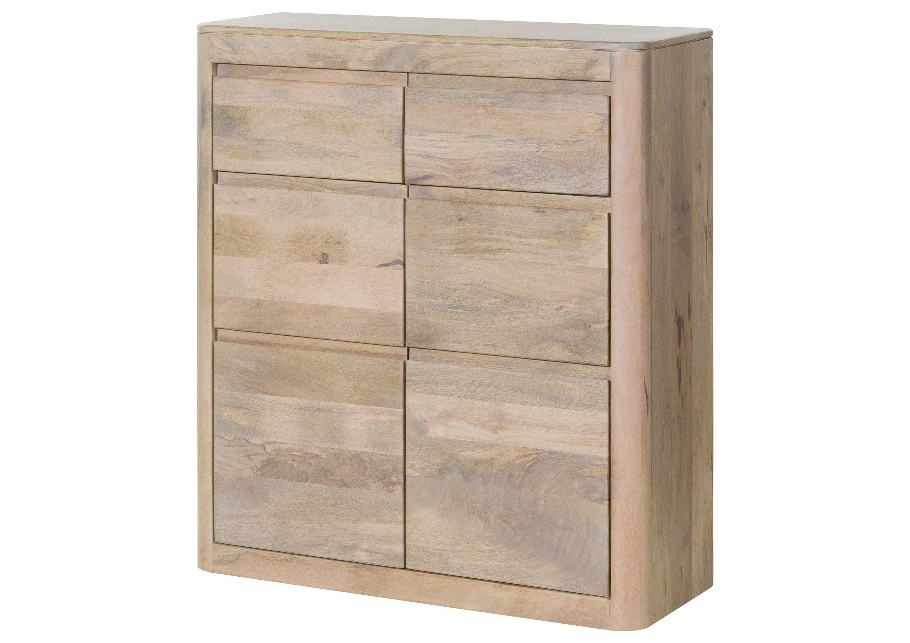 Massivmoebel24 Kommode TORONTO (Massivholz), Mango 100x37x111 weiß lackiert TORONTO #338
