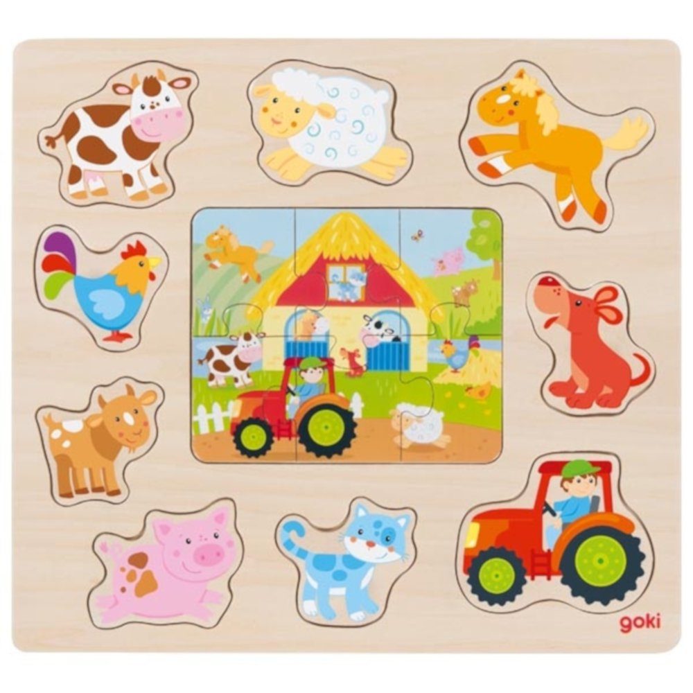 Puzzle Einlegepuzzle Bauernhoftiere 15tlg. LernpuzzleHolzpuzzle
